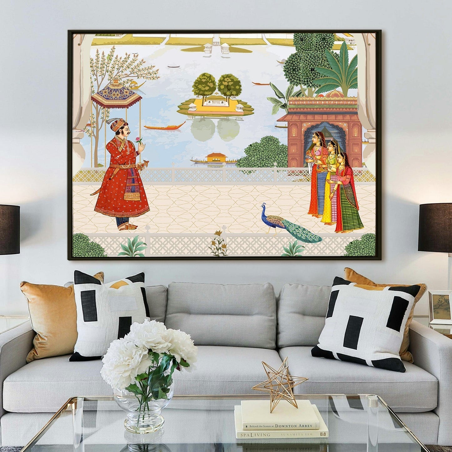 Mughal King Welcoming By Women Traditional Canvas Painting