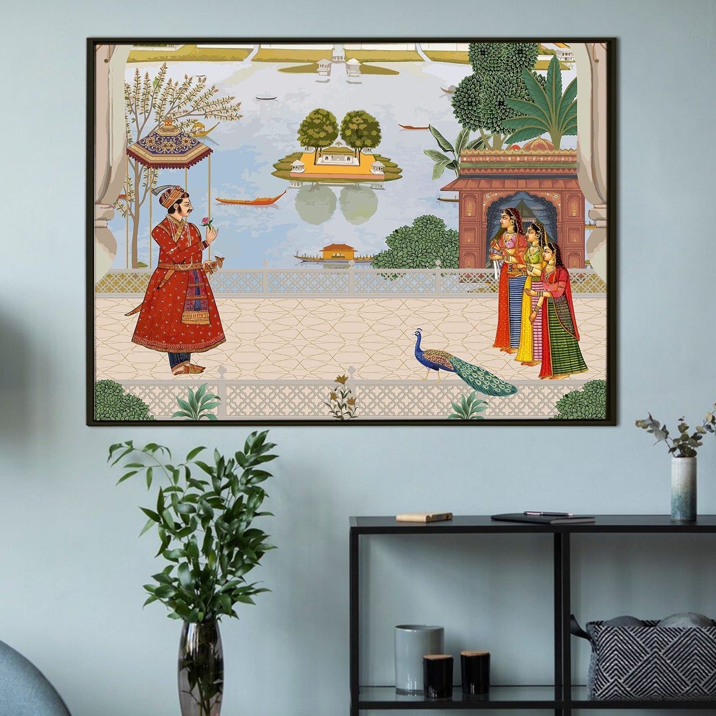 Mughal King Welcoming By Women Traditional Canvas Painting