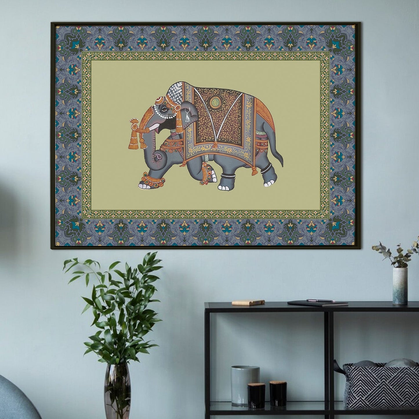 Mughal Elephat Madhubani Paintings Canvas Art
