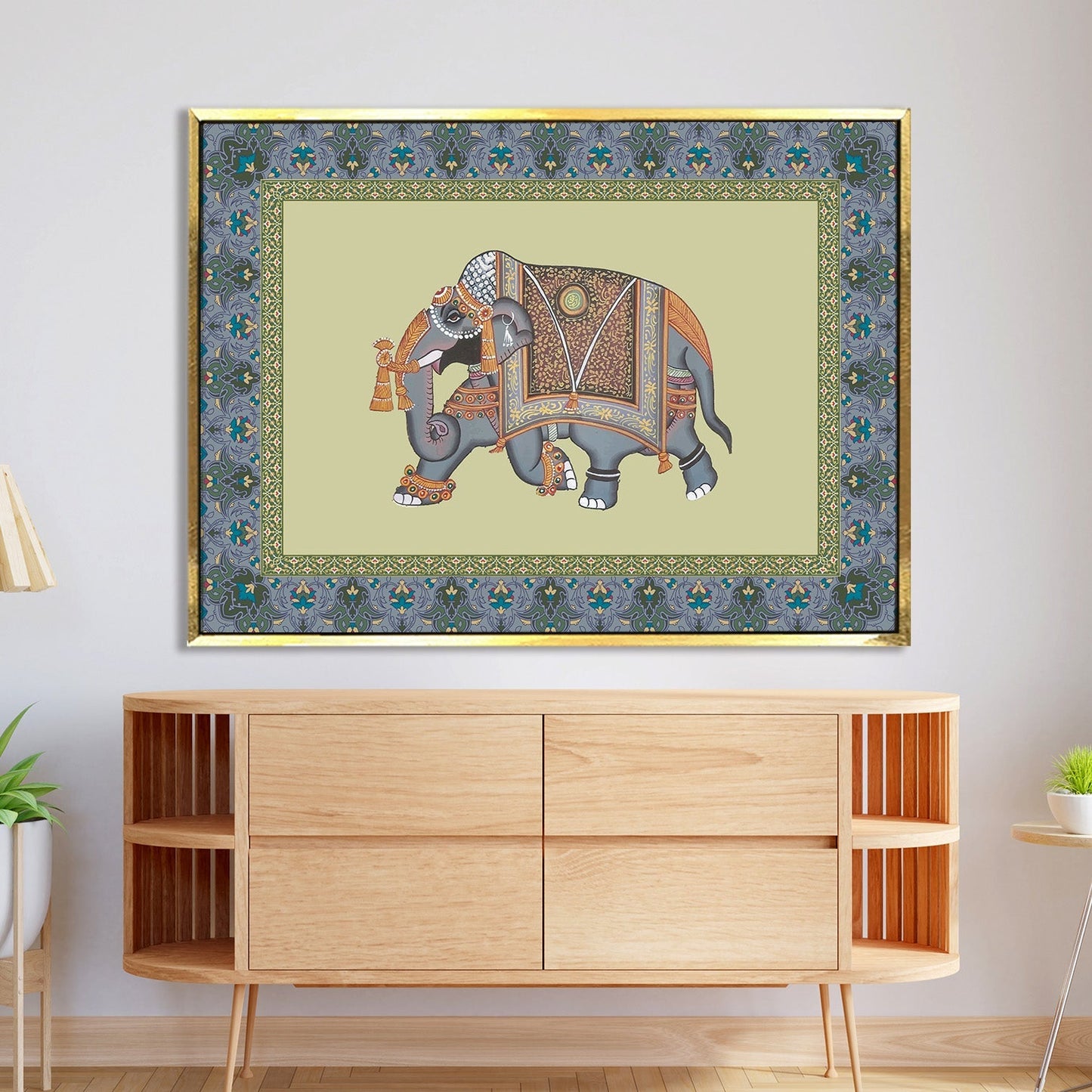 Mughal Elephat Madhubani Paintings Canvas Art