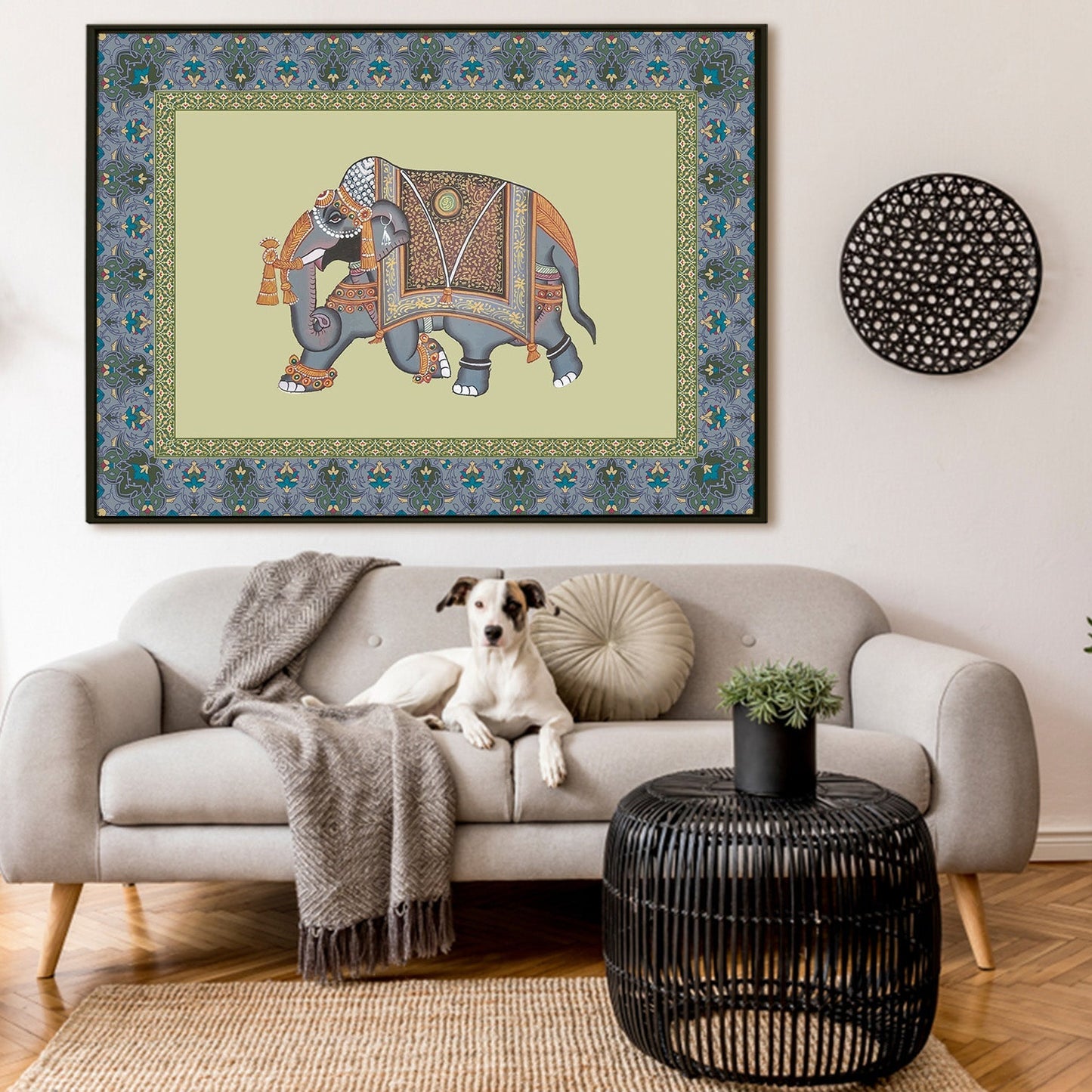 Mughal Elephat Madhubani Paintings Canvas Art