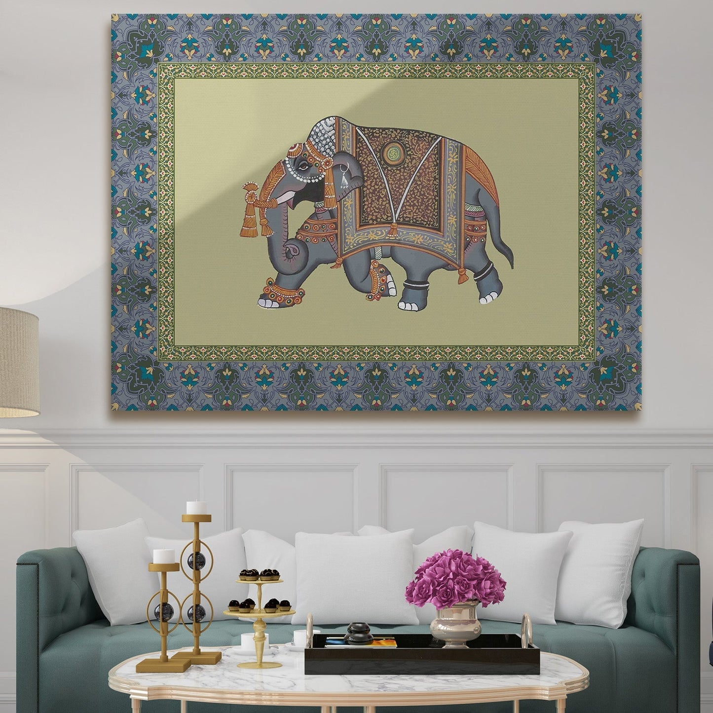 Mughal Elephat Madhubani Paintings Canvas Art