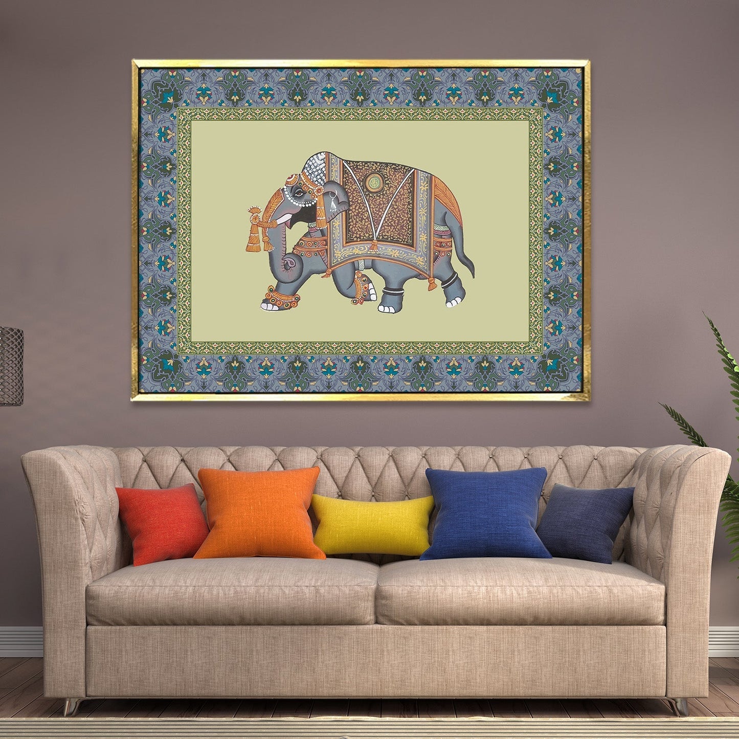 Mughal Elephat Madhubani Paintings Canvas Art