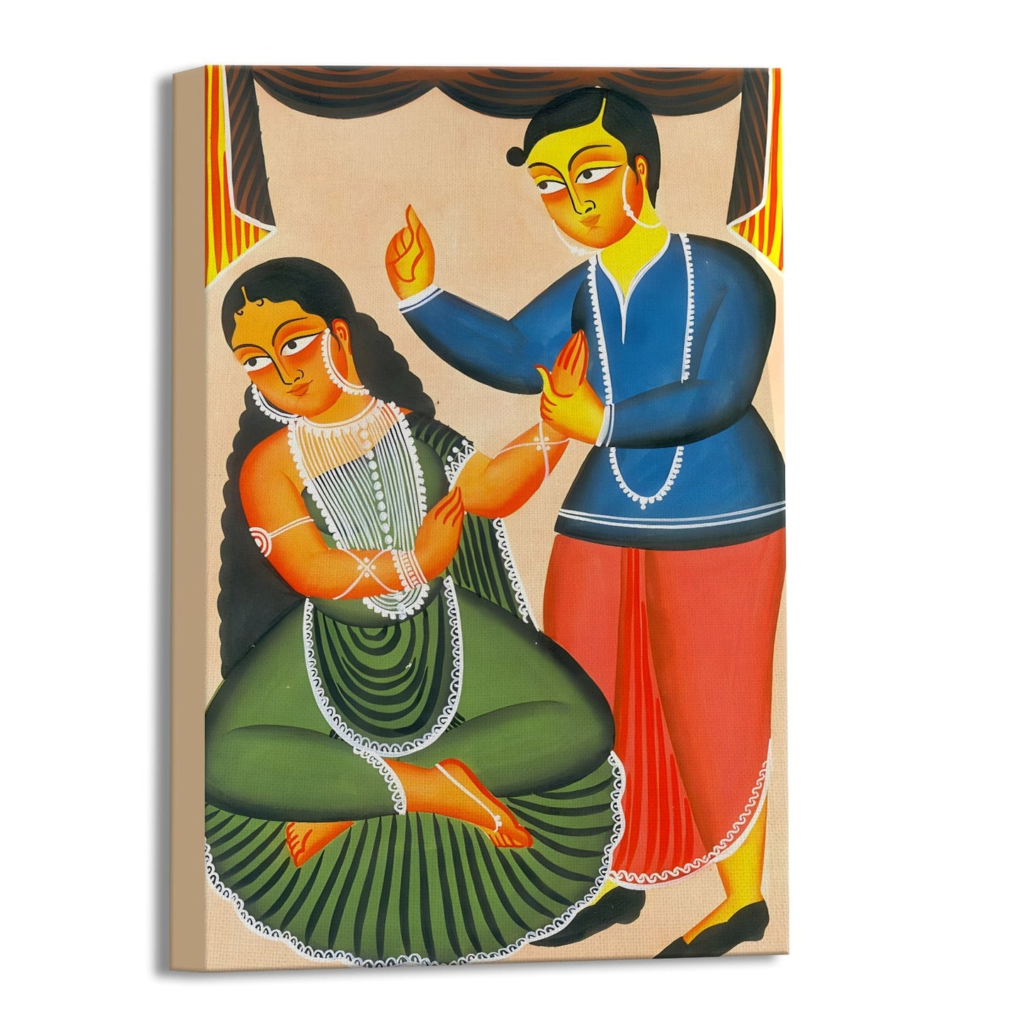 Babu And Bibi In Kalighat Canvas Wall Art Painting