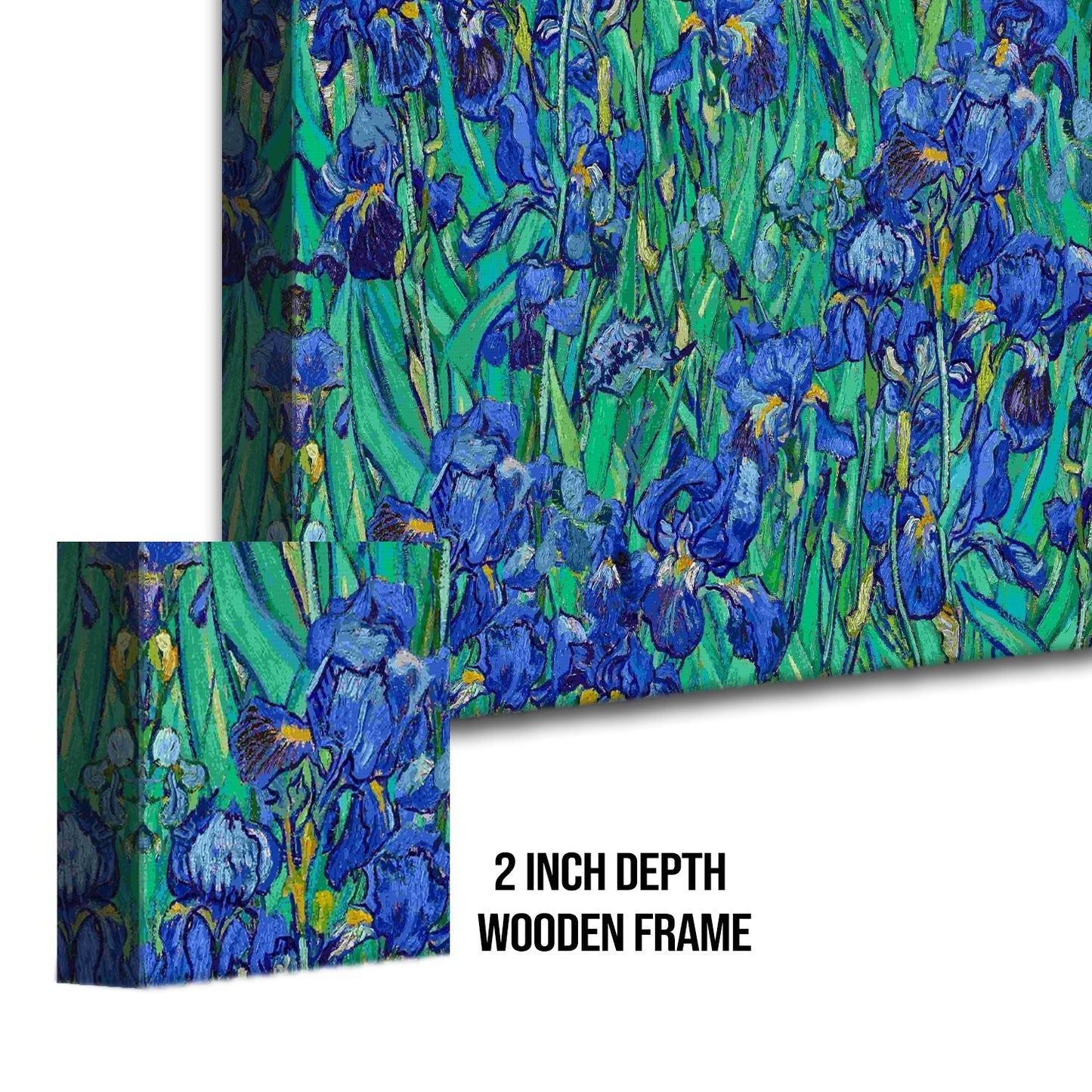 Irises Blue Flower Painting By Vincent Van Gogh. Famous Floral Canvas Wall Art Large Size for Living Room Home Office Décor (VAWA013).