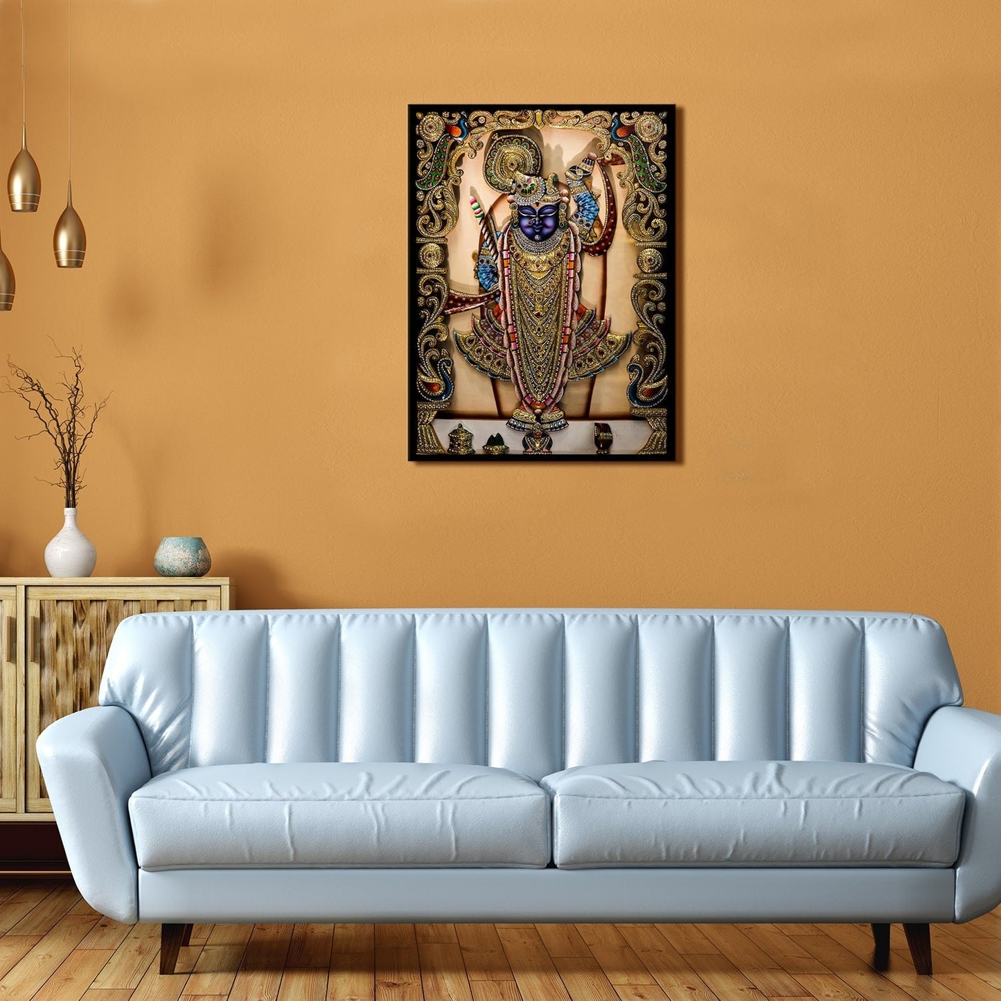 Krishna Avatar God Shreenathji Canvas Painting frame for Home & Office (24in x 18inch).