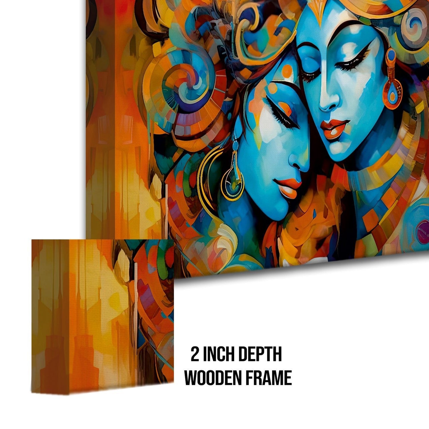 colorful depiction of Radha and Krishna canvas wall art painting