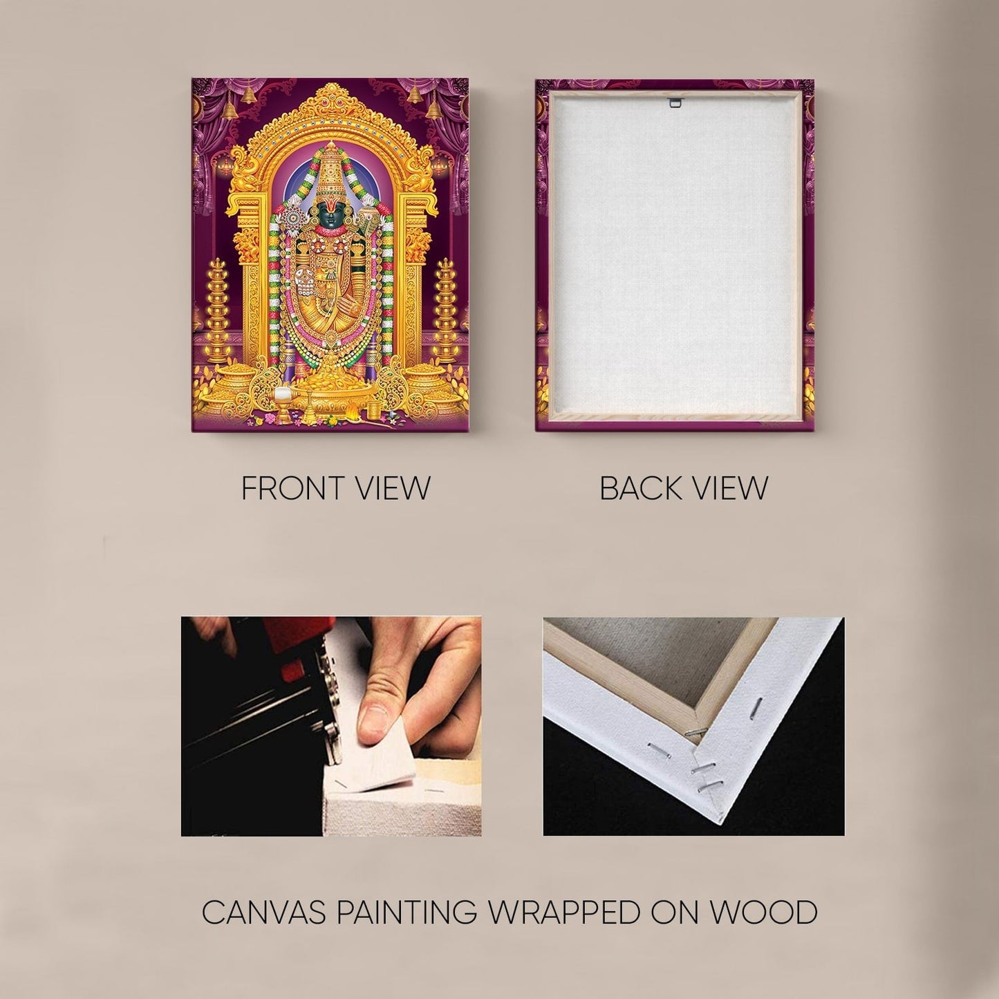 Lord Tirupati Balaji with colorful Canvas photo frame for home and office (24in x 18inch).
