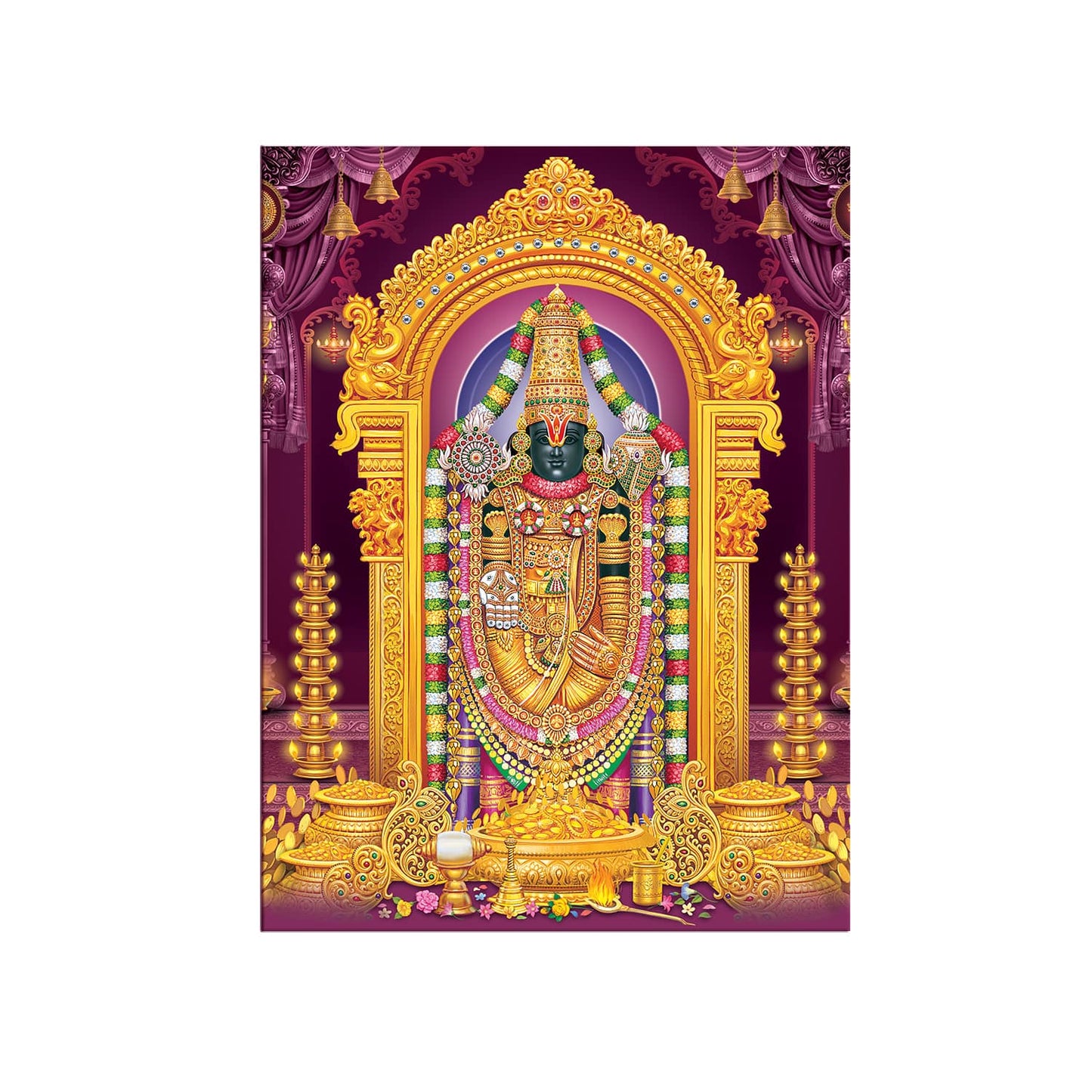 Lord Tirupati Balaji with colorful Canvas photo frame for home and office (24in x 18inch).