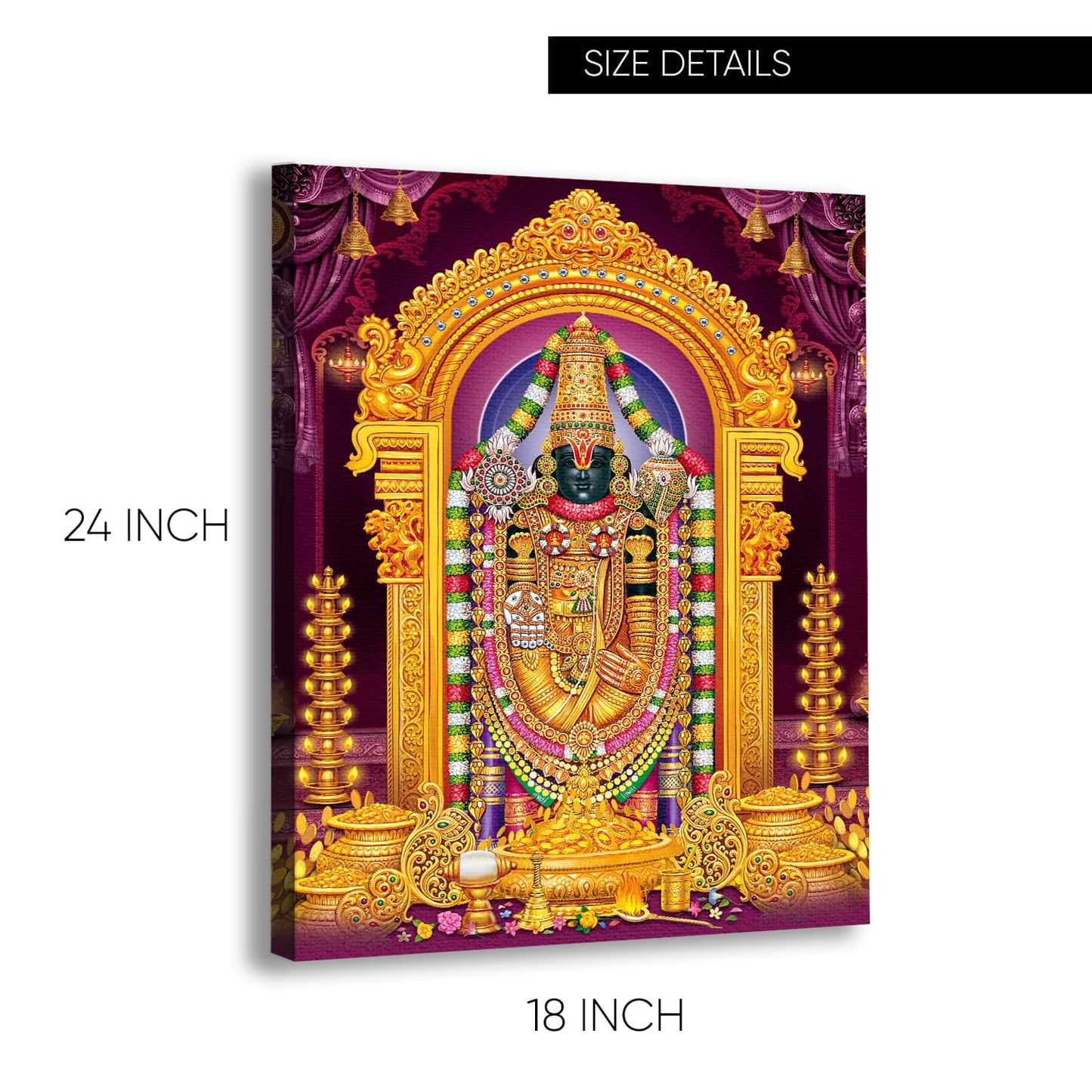 Lord Tirupati Balaji with colorful Canvas photo frame for home and office (24in x 18inch).
