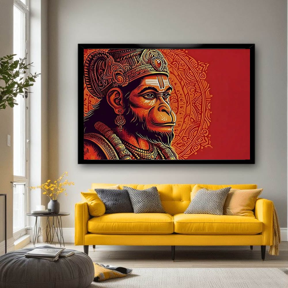 Lord Hanuman Canvas Wall Painting For Living Room