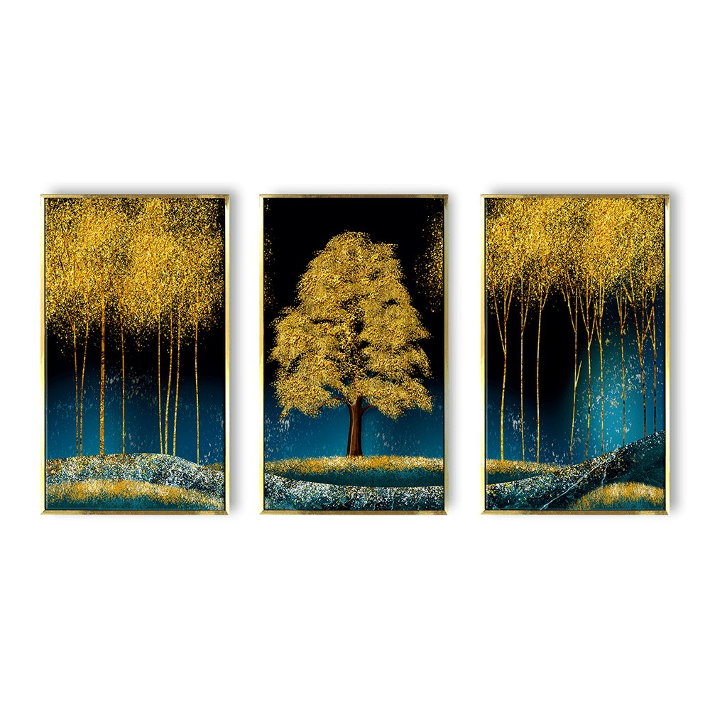 Luxury Golden Tree Canvas Painting Painting Framed For Living Room Wall Decoration