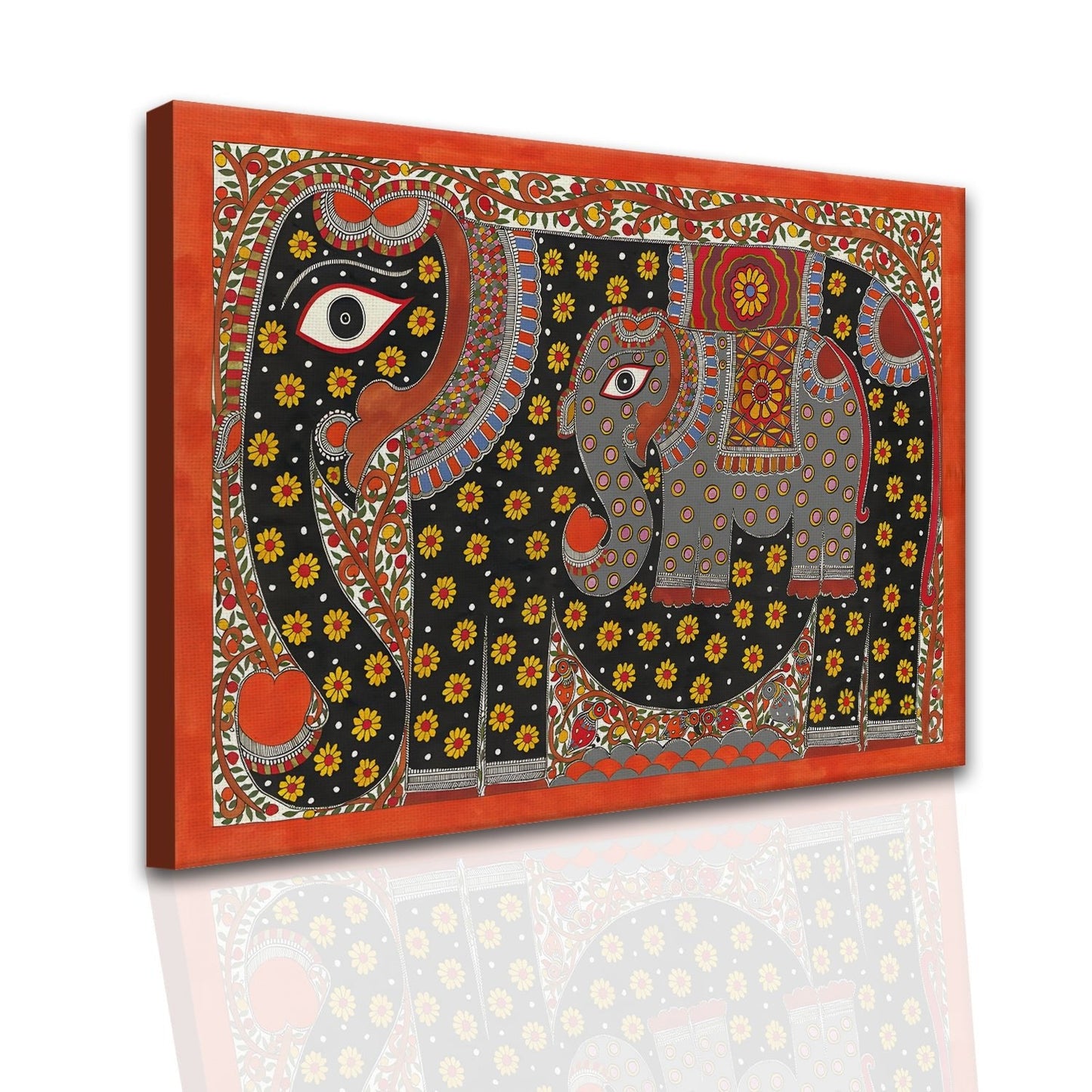 Madhubani Elephant Canvas Wall Art Painting