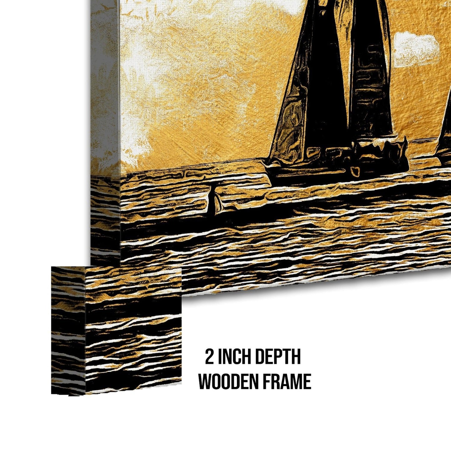 Sailboat under gold sand Canvas Wall Art Paintings.