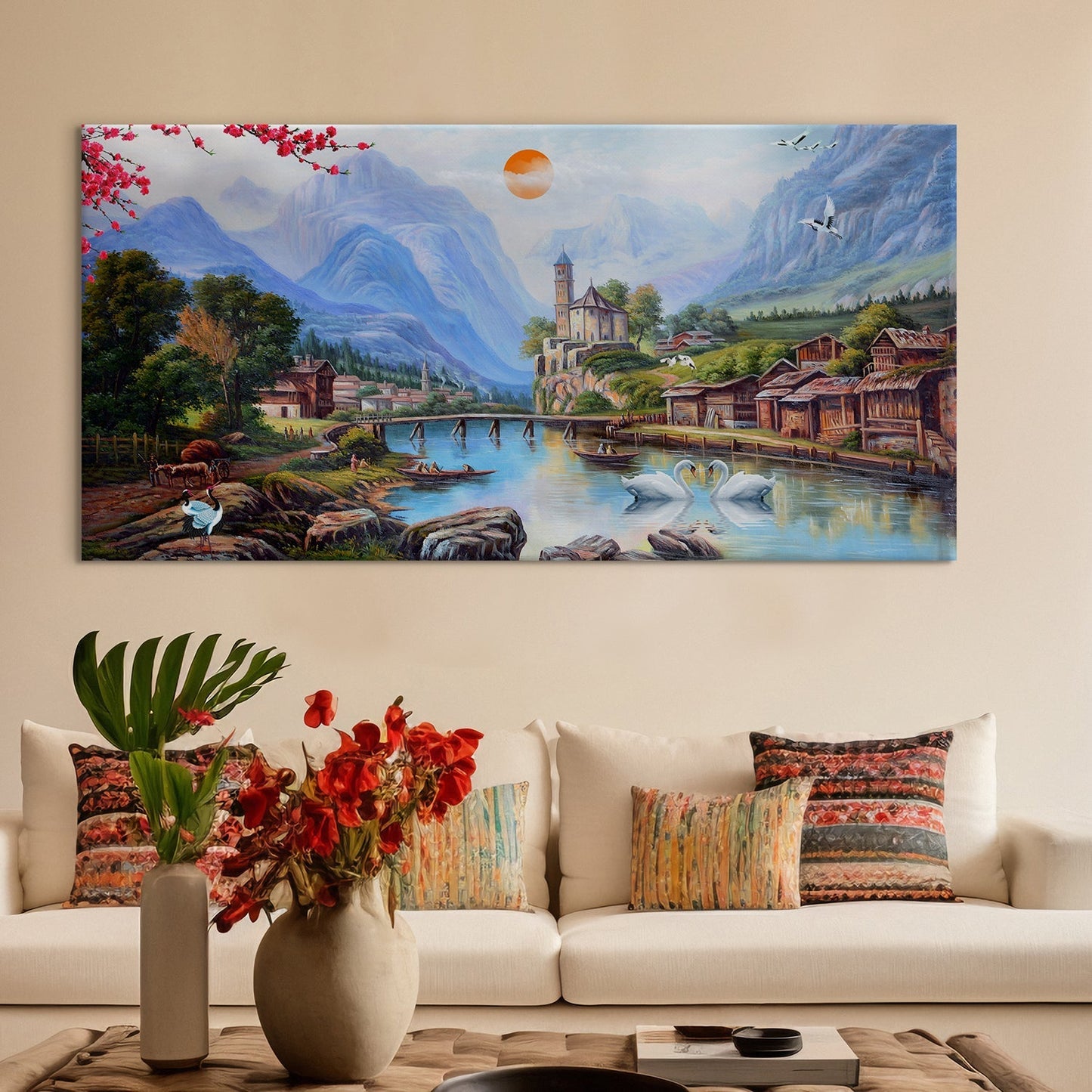 Solimo Swan Canvas Wall Art Paintings
