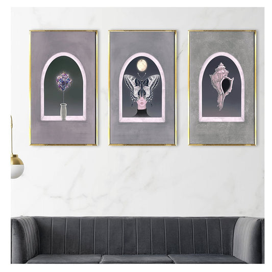 Modern Woman with Butterfly Canvas Painting