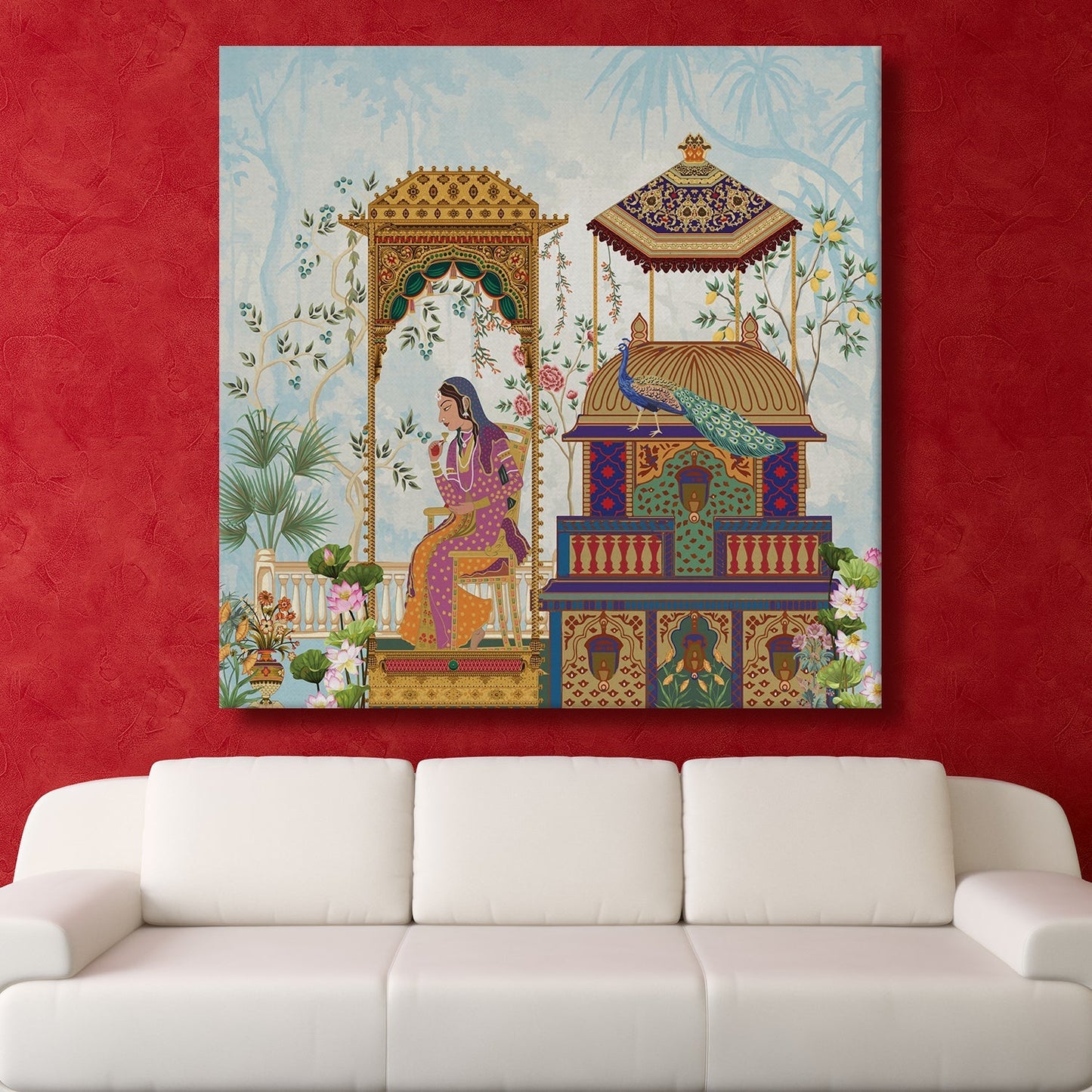 Mughal Indian Traditional Canvas Wall Art Painting
