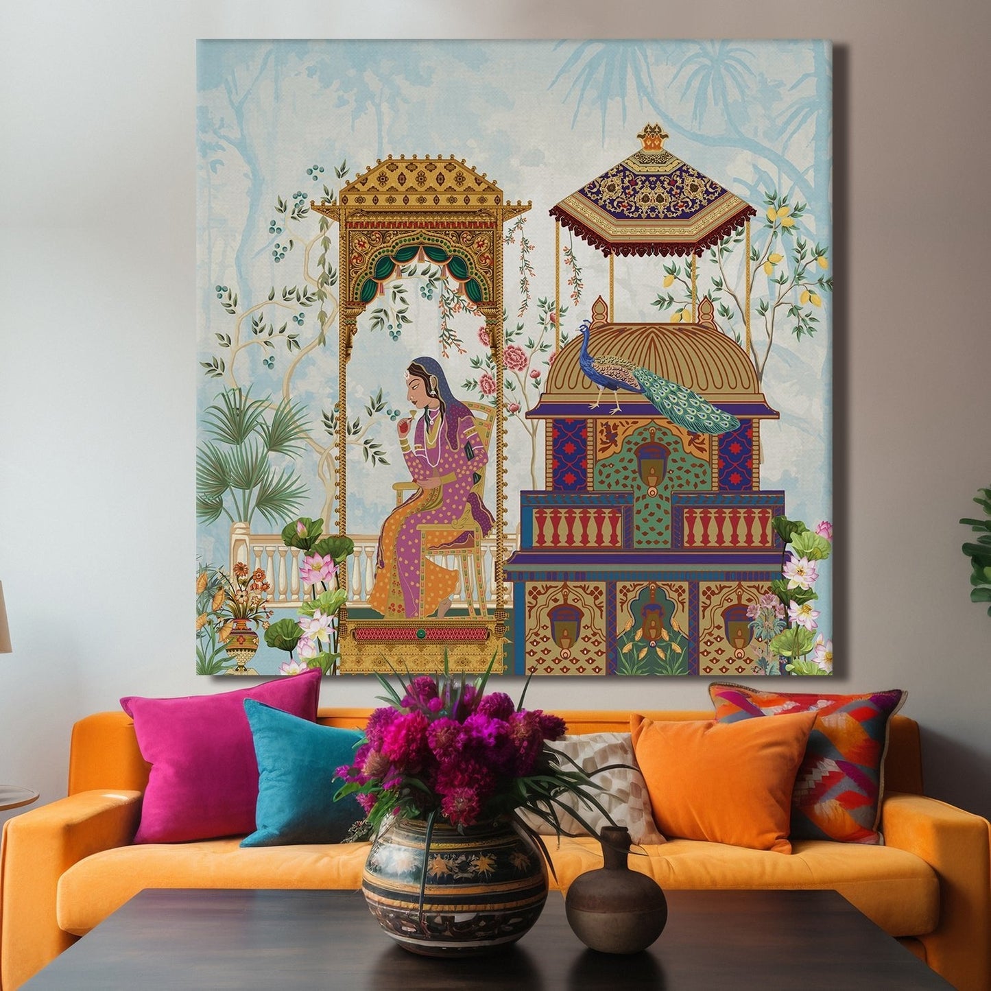 Mughal Indian Traditional Canvas Wall Art Painting