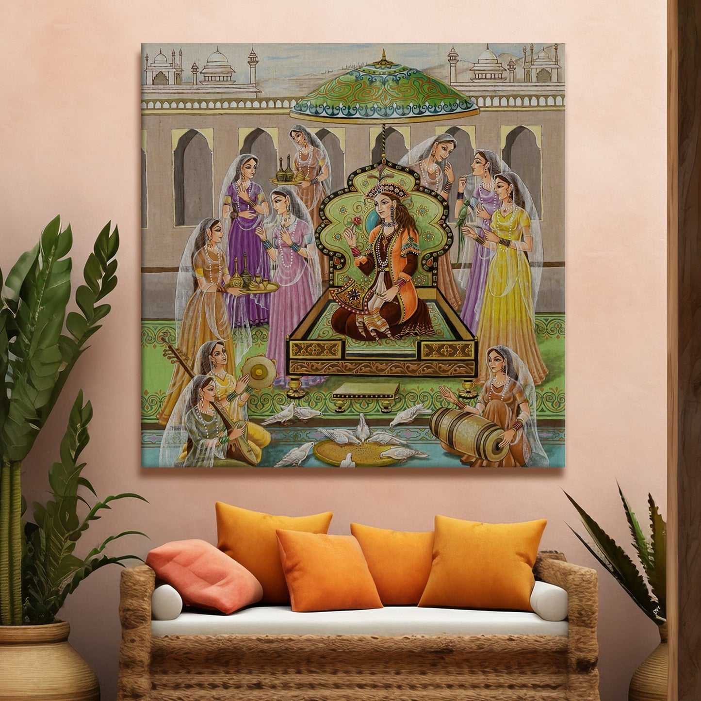 Mughal Indian Traditional Canvas Wall Art Painting
