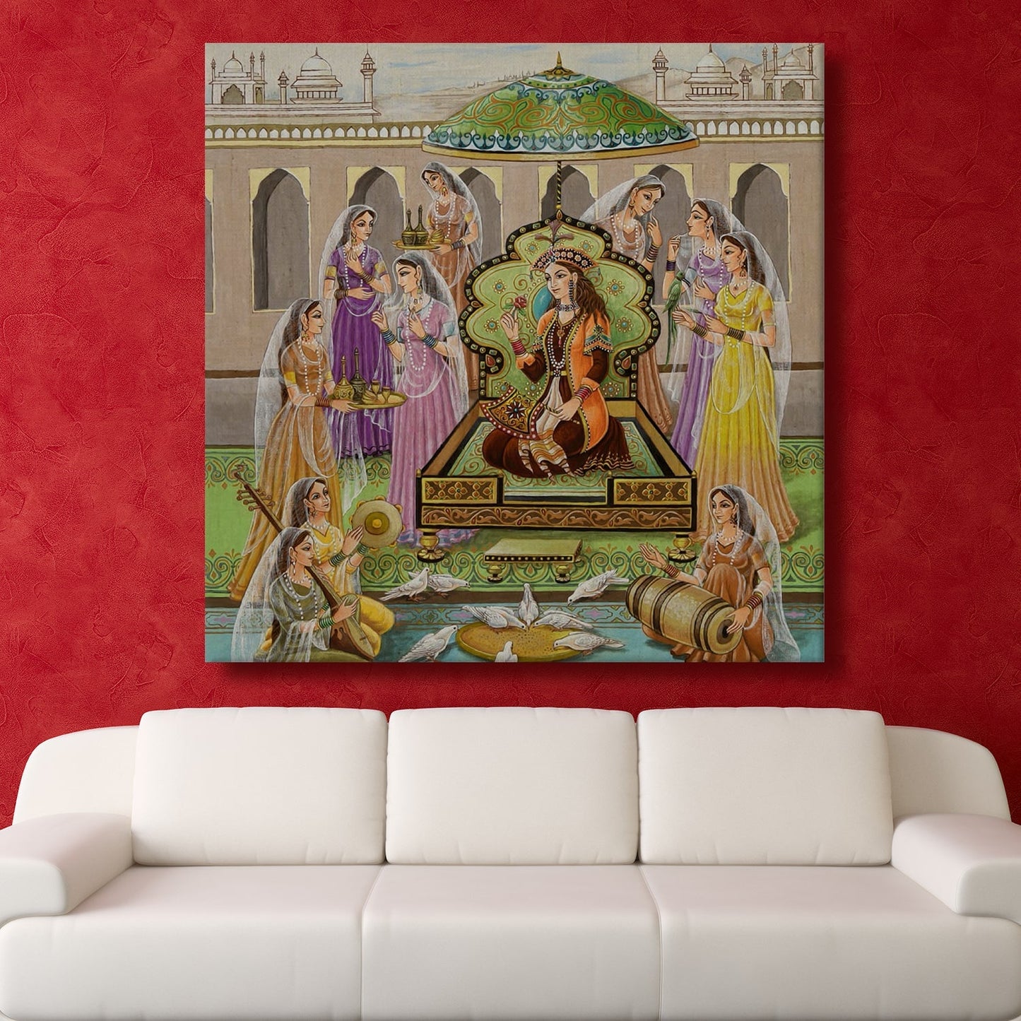 Mughal Indian Traditional Canvas Wall Art Painting