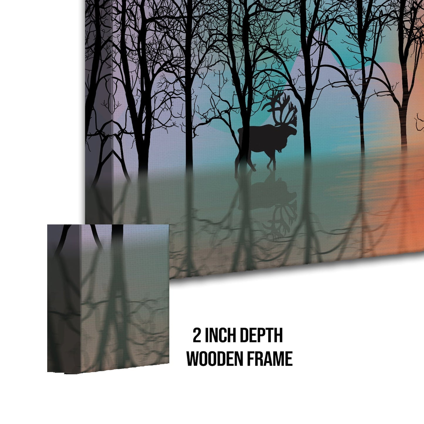 Deer in Forest Canvas Wall Art Painting