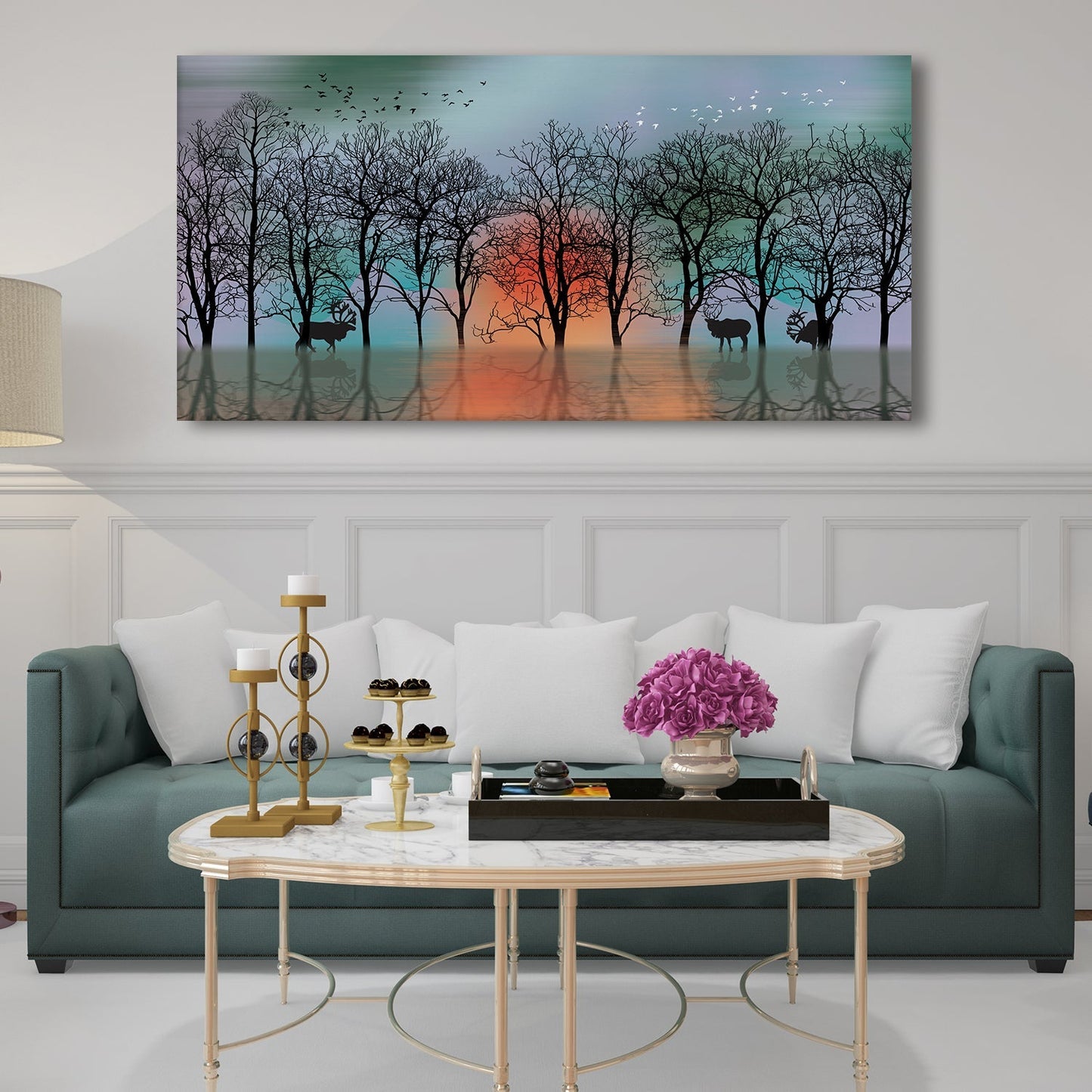 Deer in Forest Canvas Wall Art Painting