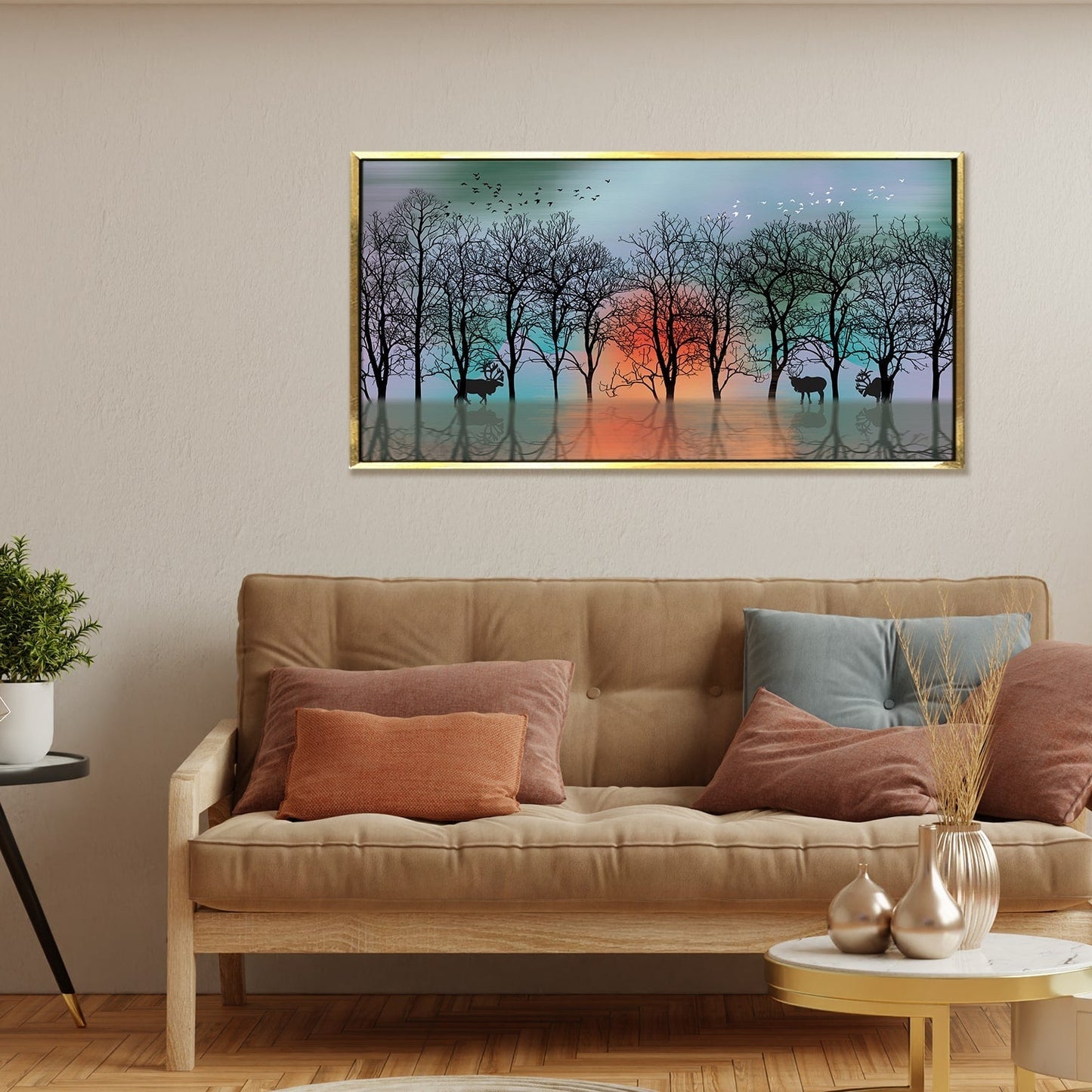 Nature Vastu Canvas Painting Framed for Living Room Wall Decoration