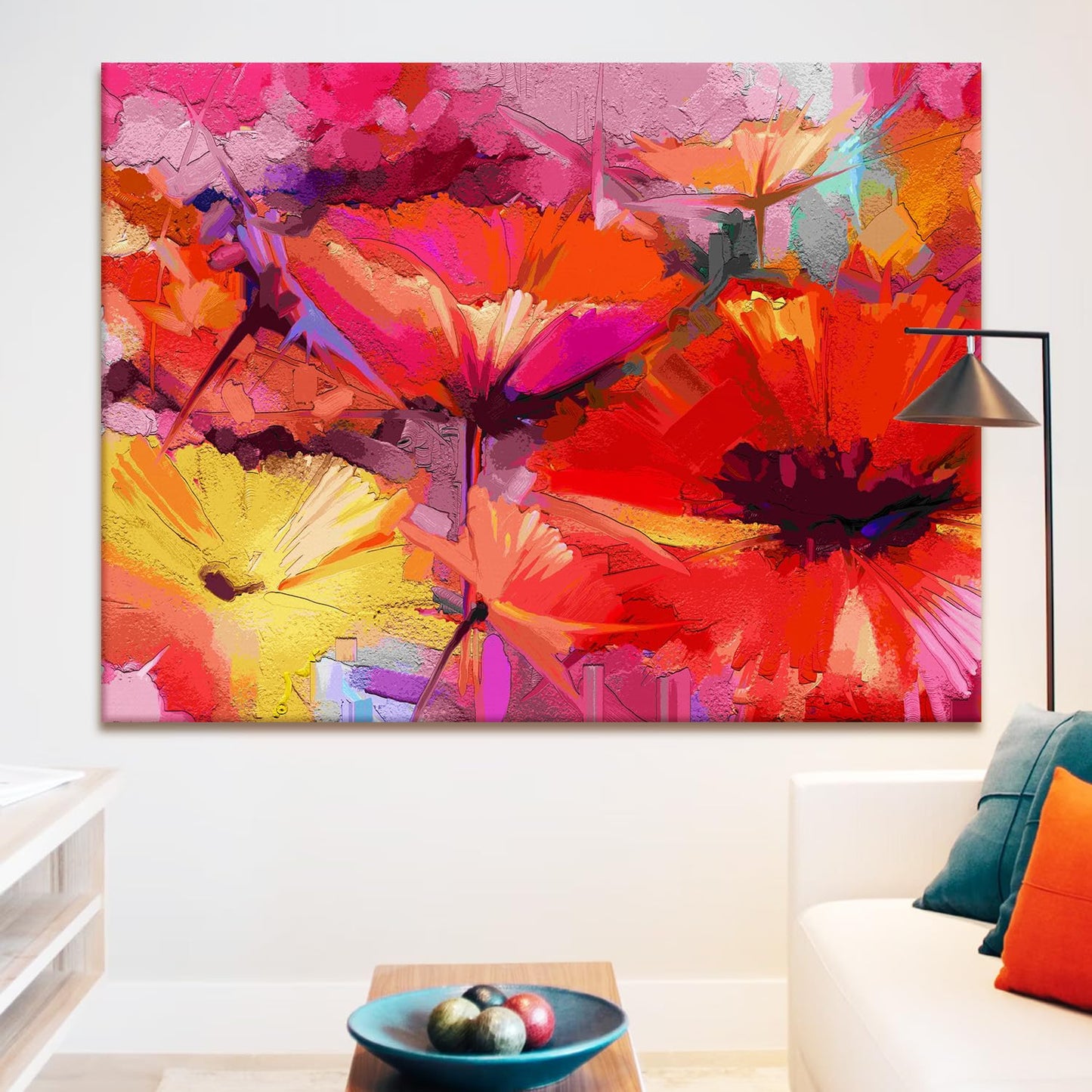 Abstract Red Gerbera Flowers Canvas Wall Art Painting