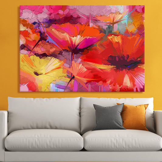Abstract Red Gerbera Flowers Canvas Wall Art Painting