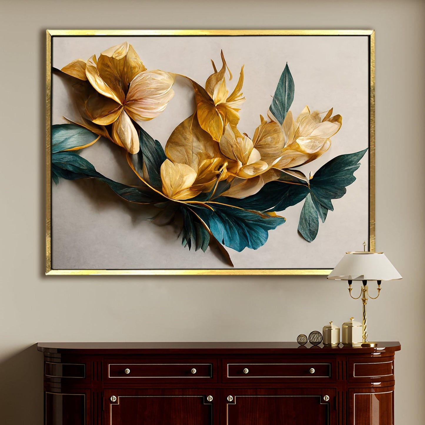 PAPER PLANE DESIGN Canvas Floral Wall Art: A Symphony of Nature's Elegance Large Size Canvas Framed Paintings For Living Room, Office, Home Decor. (FLWA05)