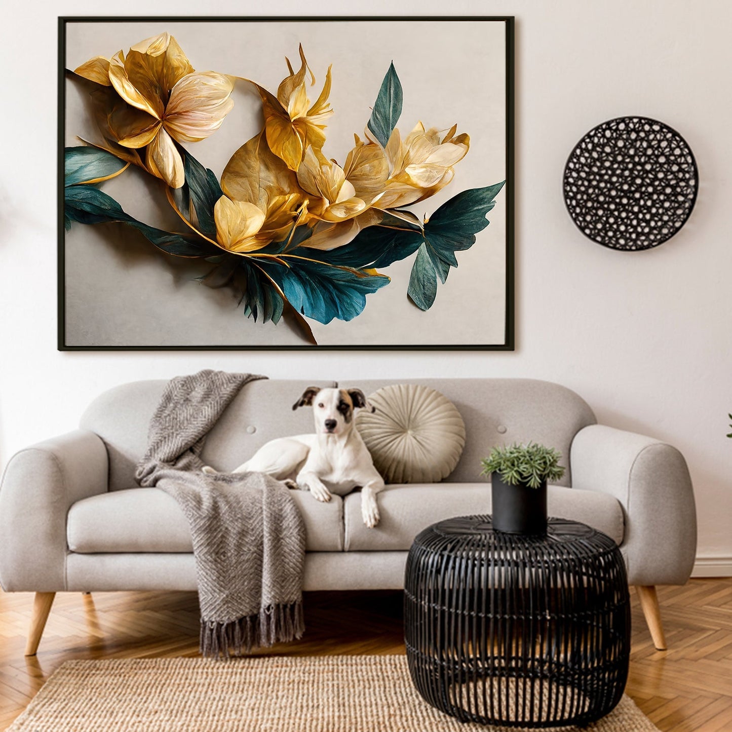 PAPER PLANE DESIGN Canvas Floral Wall Art: A Symphony of Nature's Elegance Large Size Canvas Framed Paintings For Living Room, Office, Home Decor. (FLWA05)