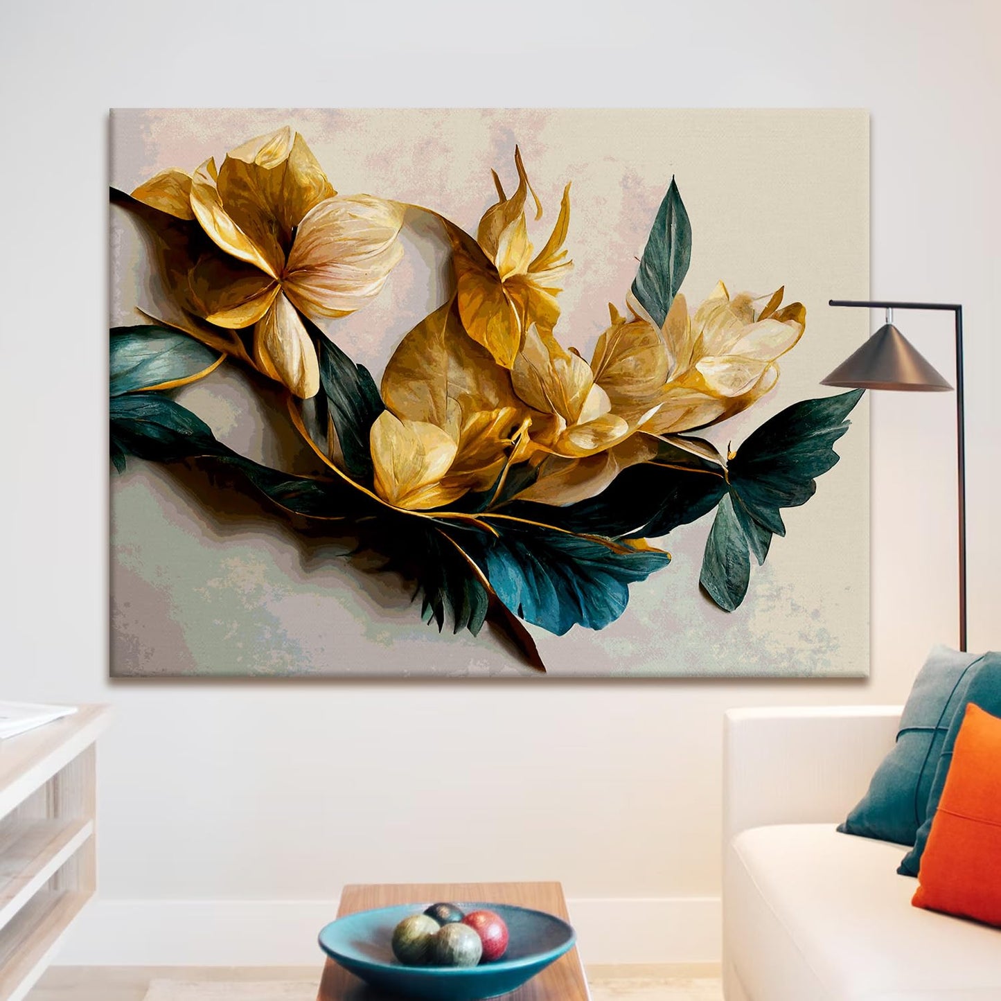 PAPER PLANE DESIGN Canvas Floral Wall Art: A Symphony of Nature's Elegance Large Size Canvas Framed Paintings For Living Room, Office, Home Decor. (FLWA05)