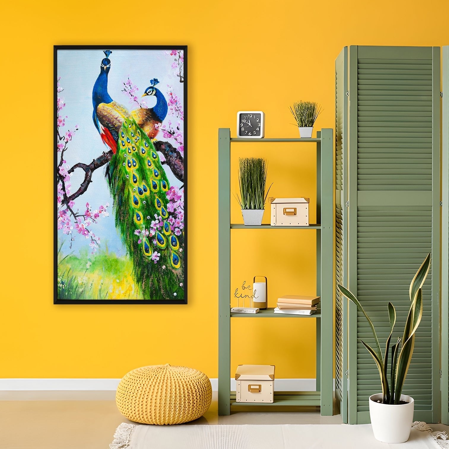Peacock Vastu Painting Framed For Home and Office Wall Decoration