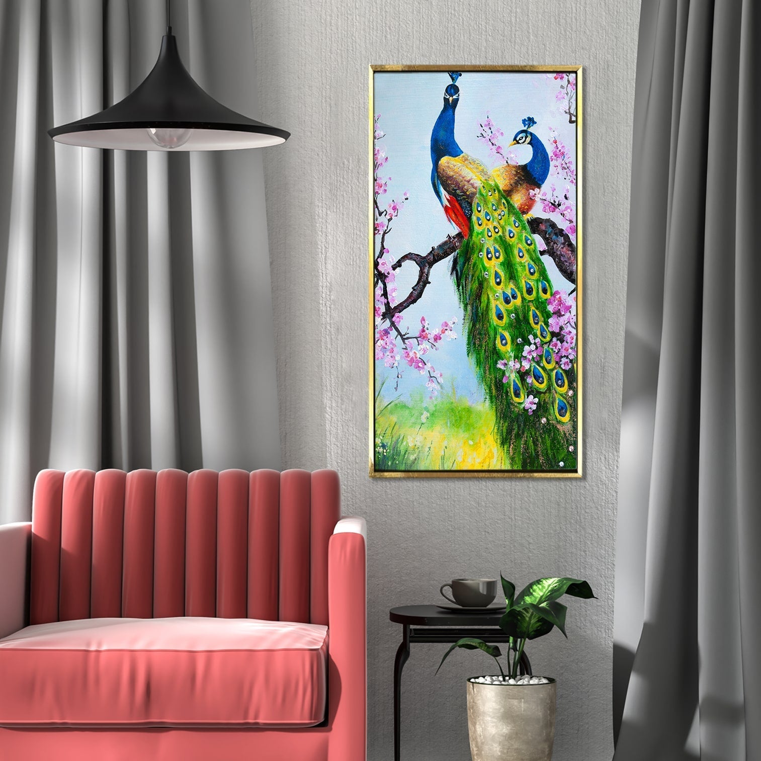 Peacock Vastu Painting Framed For Home and Office Wall Decoration