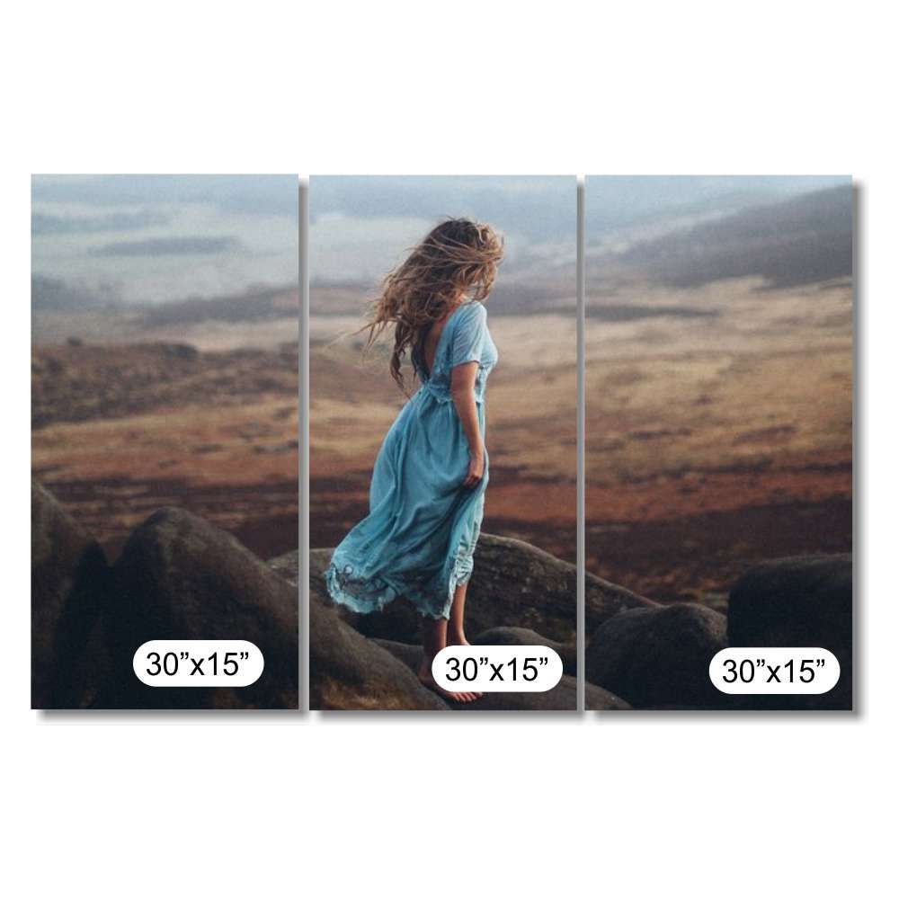 Personalised 3 Panel Canvas Split Wall Art Framed