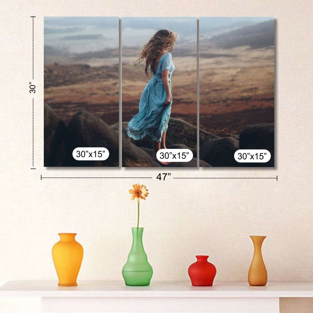 Personalised 3 Panel Canvas Split Wall Art Framed