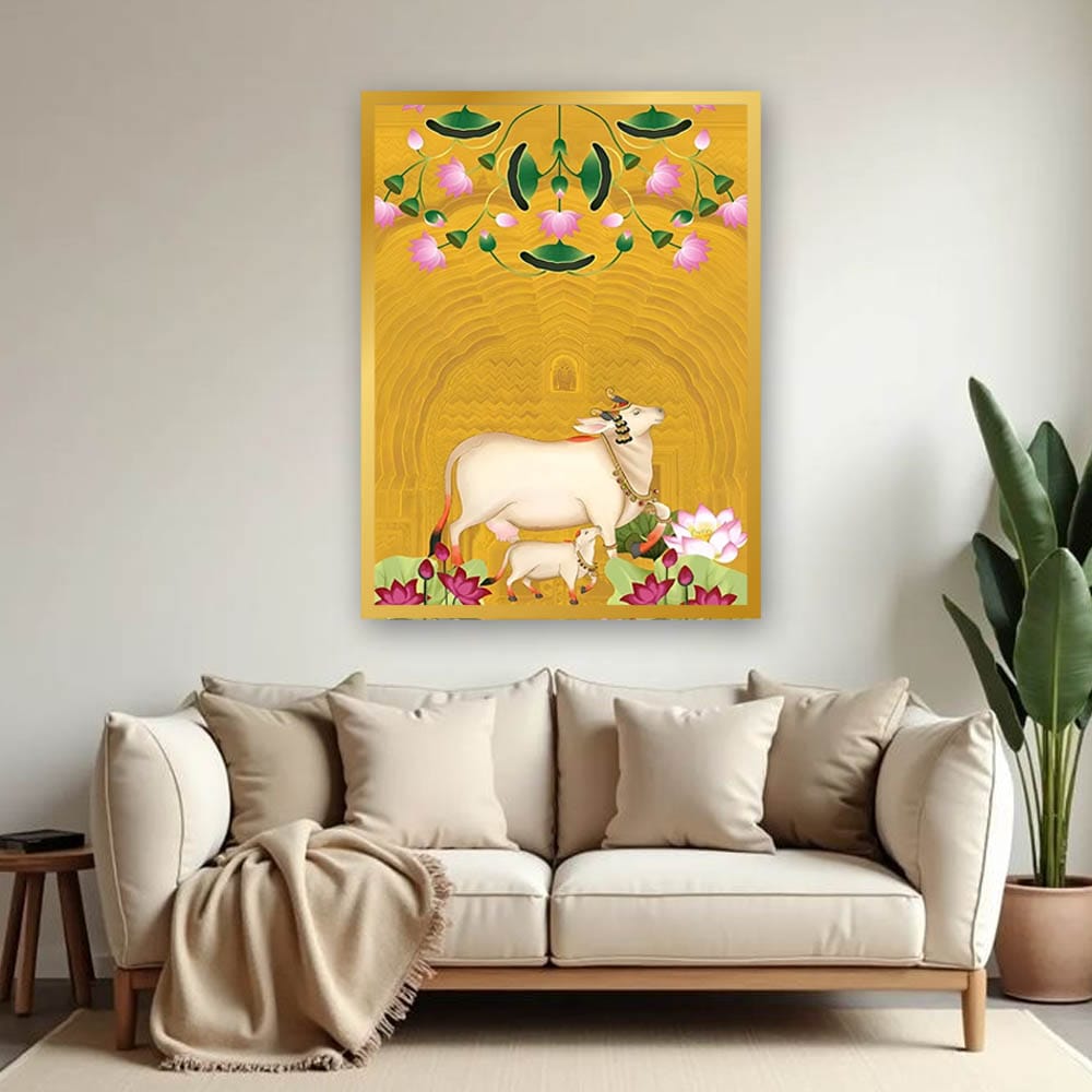 Spiritual Cow Pichwai Canvas Wall Painting