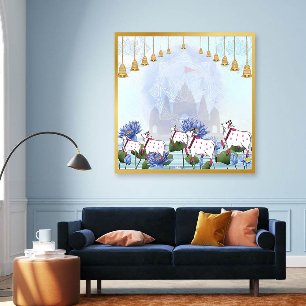 5 Spiritual Cow Pichwai Canvas Painting