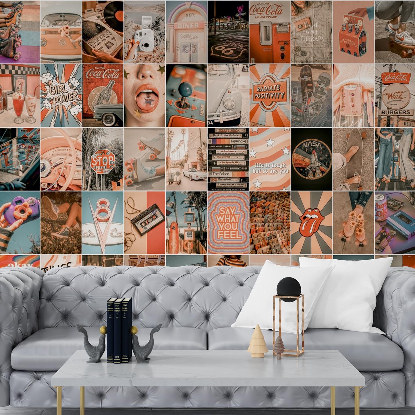 Retro Vintage Hippie Posters Set of 120 Small Wall Poster Set Wall Collage for Home Decoration Office Decor Size 6 in x 4 inch (ROCK BAND)