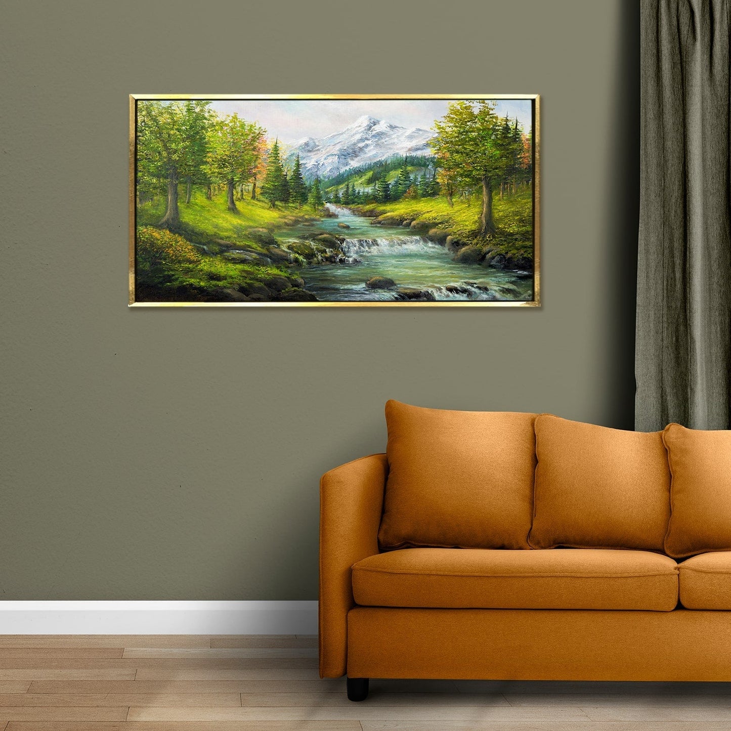 Beautiful Spring River In Mountain III Canvas Wall Art Paintings