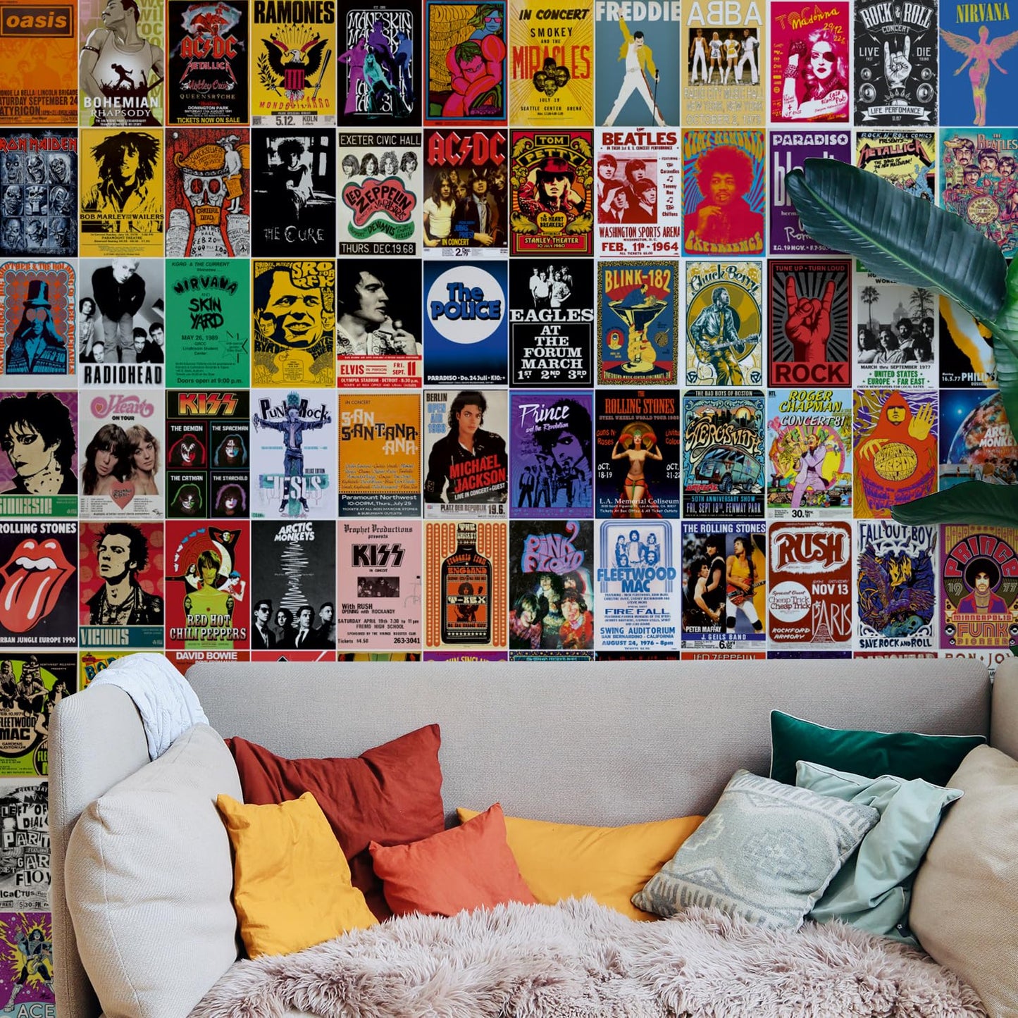 Rock Band Posters Set of 120 Small Wall Poster Set Wall Collage for Home Decoration Office Decor Size 6 in x 4 inch (ROCK BAND)