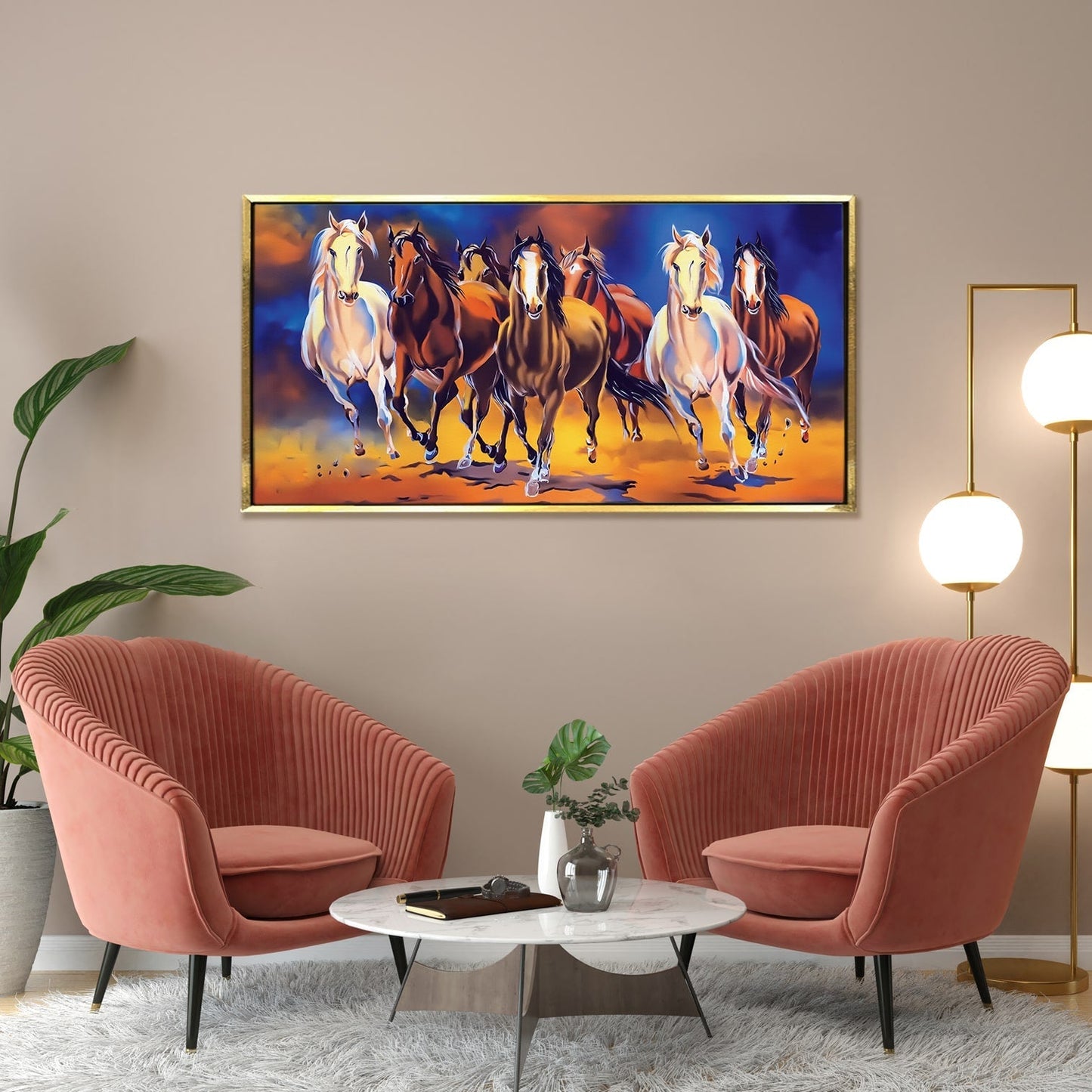 Seven Running Horses Canvas Wall Art painting