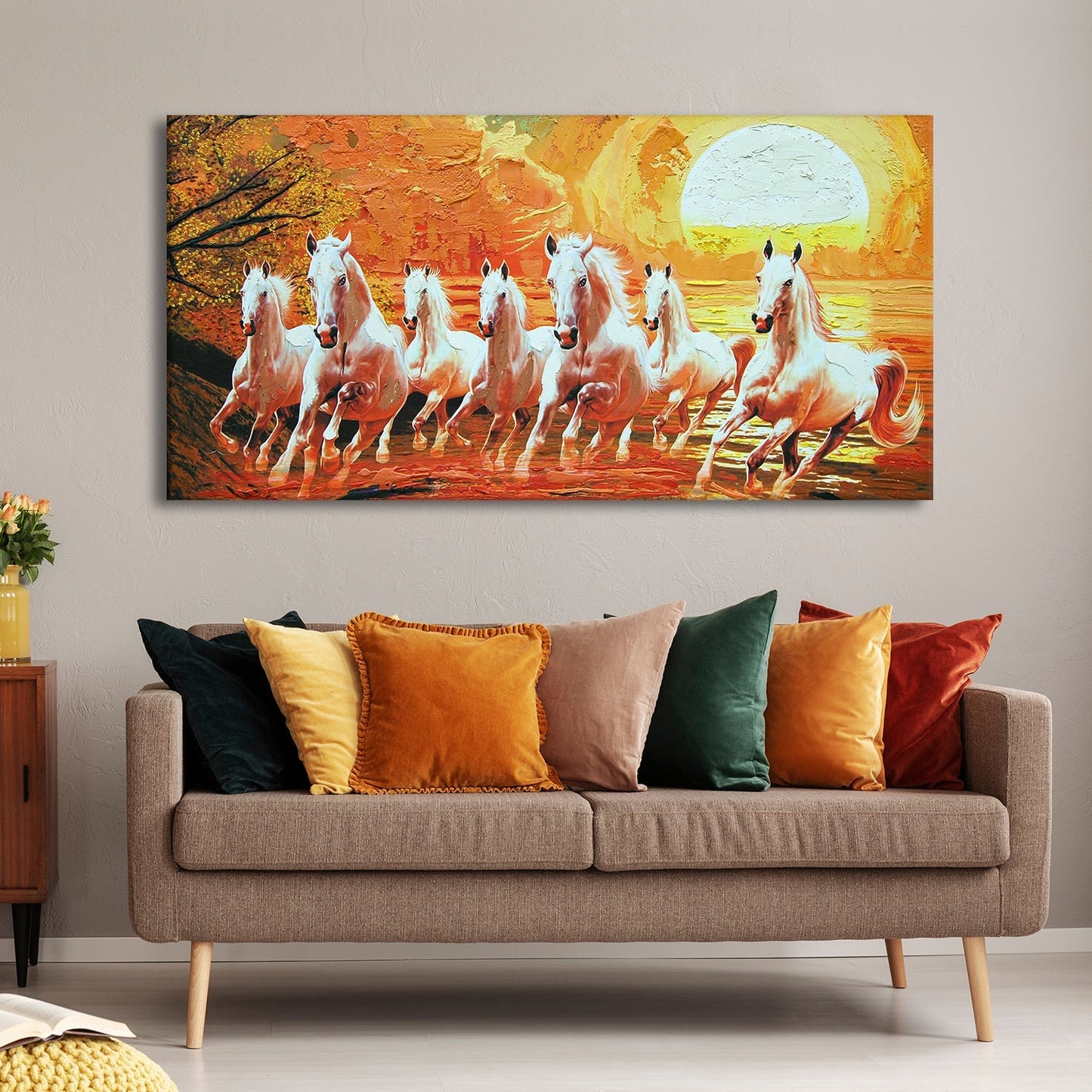 Seven Running Horses Canvas Wall Art Paintings