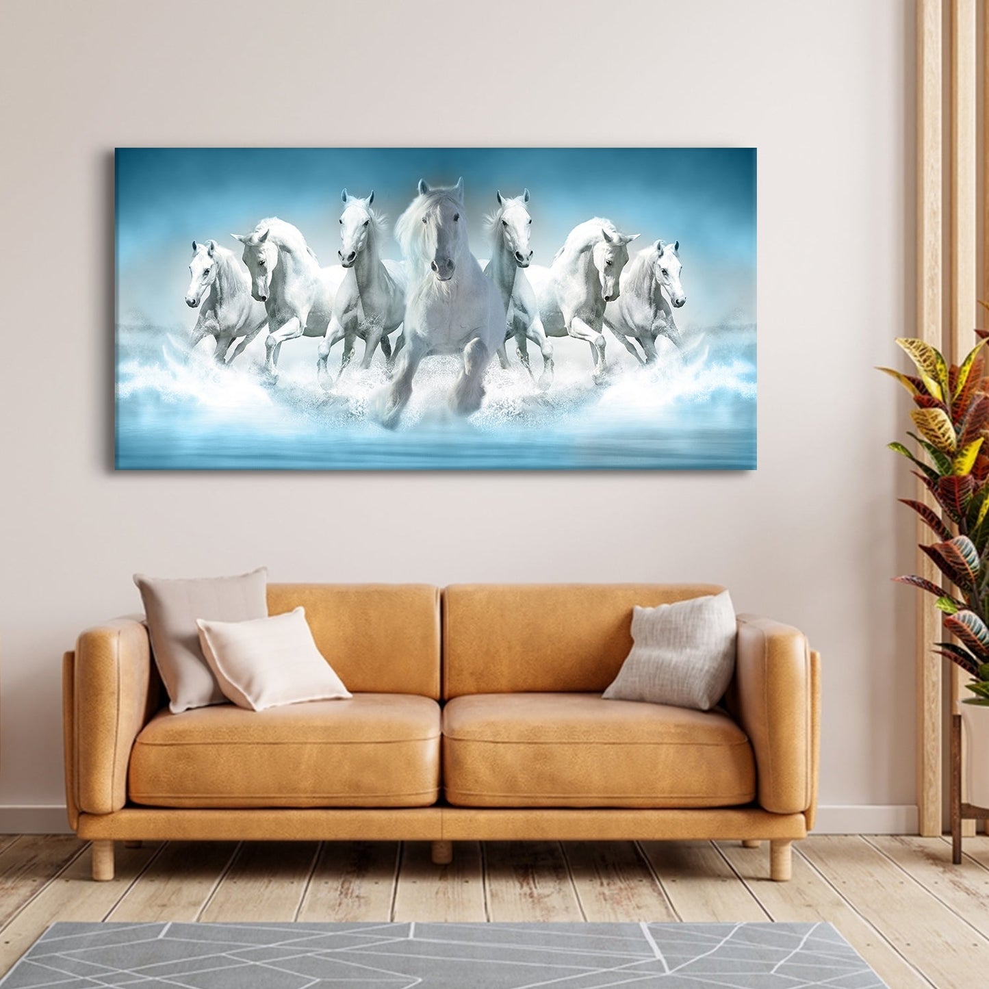 Seven Running Horses Vastu Canvas Wall Art Paintings