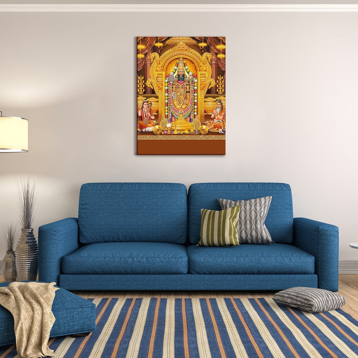 Tirupati Balaji - Lord Venkateswara Canvas Painting frame office and home (24in x 18inch).