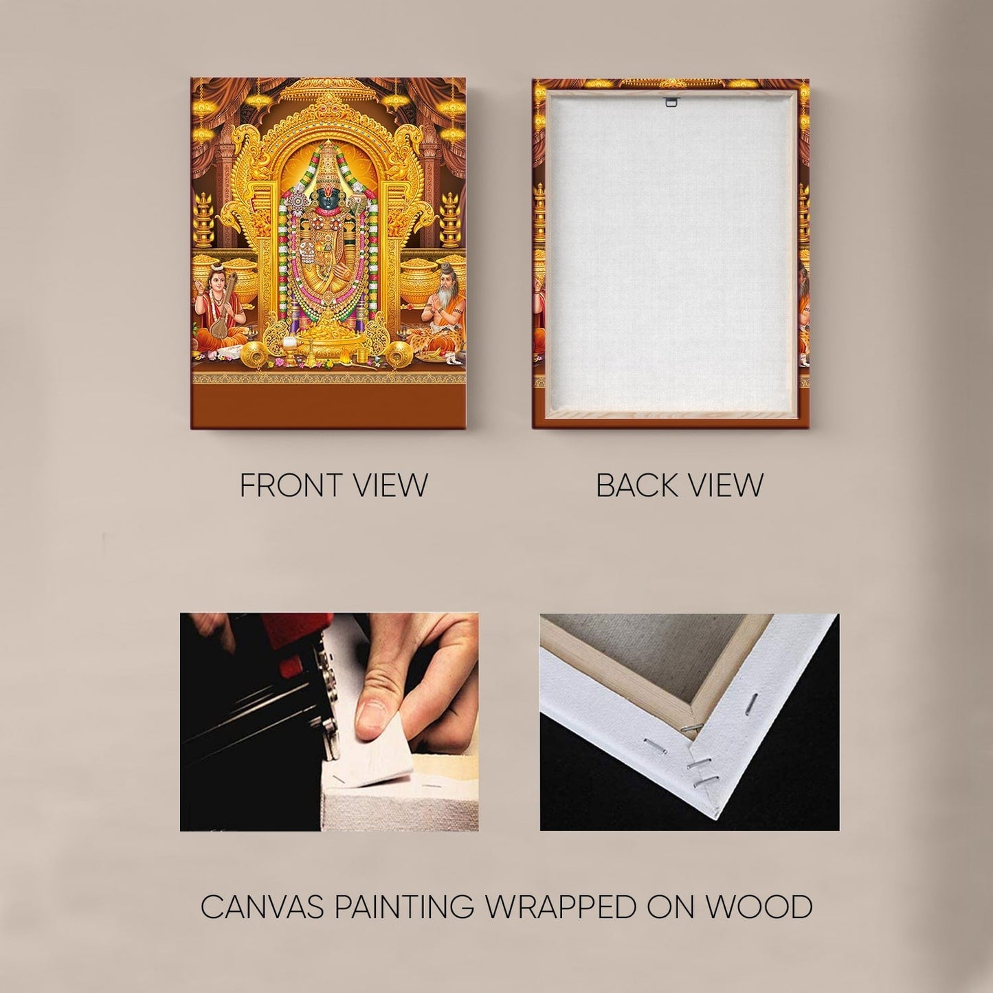 Tirupati Balaji - Lord Venkateswara Canvas Painting frame office and home (24in x 18inch).