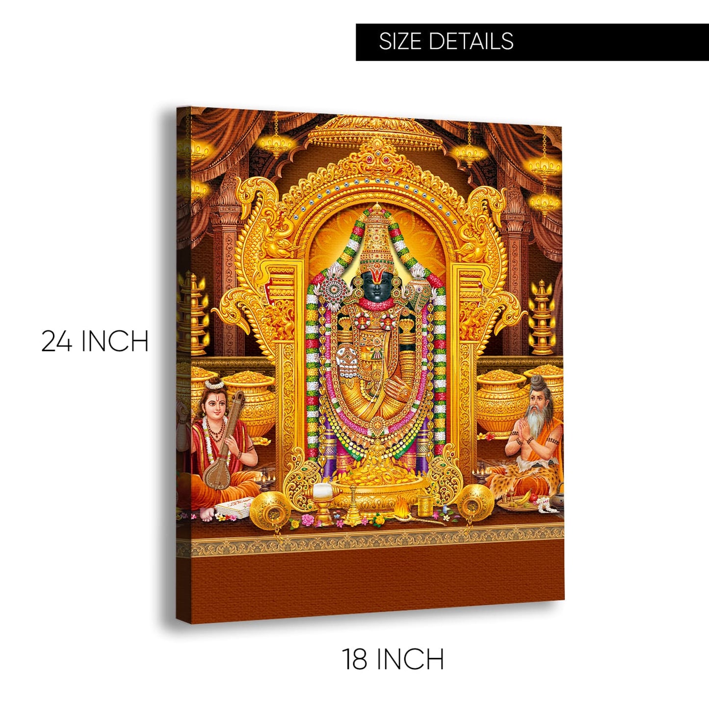 Tirupati Balaji - Lord Venkateswara Canvas Painting frame office and home (24in x 18inch).