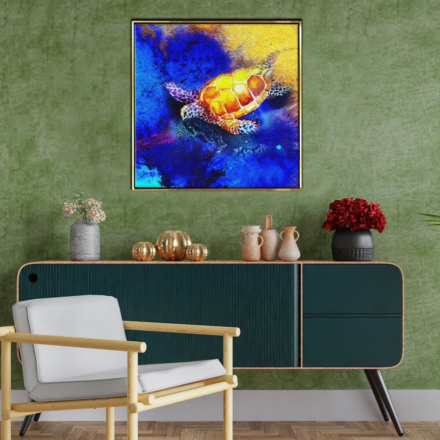Turtle Vastu Canvas Painting for Home and Office Wall Decoration