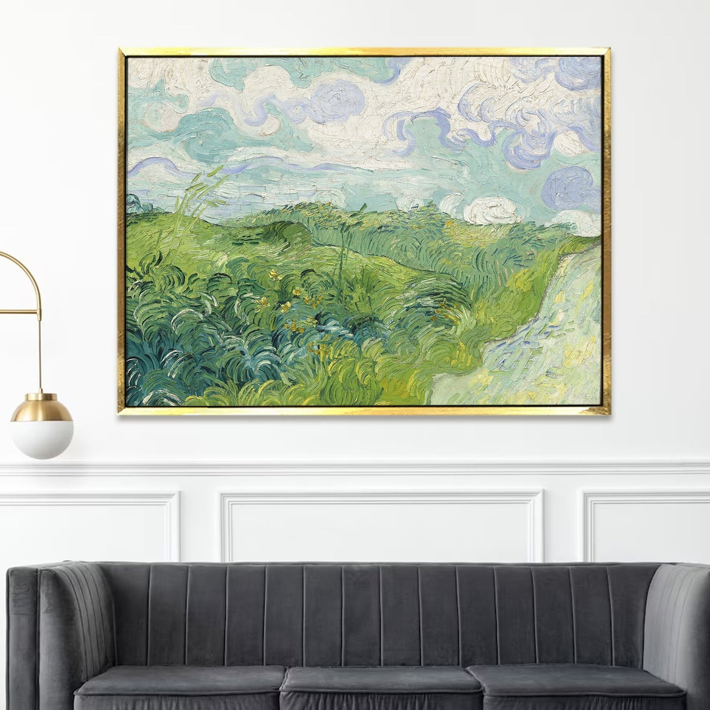 Vincent Van Gogh Canvas Print - Green Wheat Fields - Vintage Wall Art Large Size for Living Room Bedroom Office Home Décor. (VAWA016).