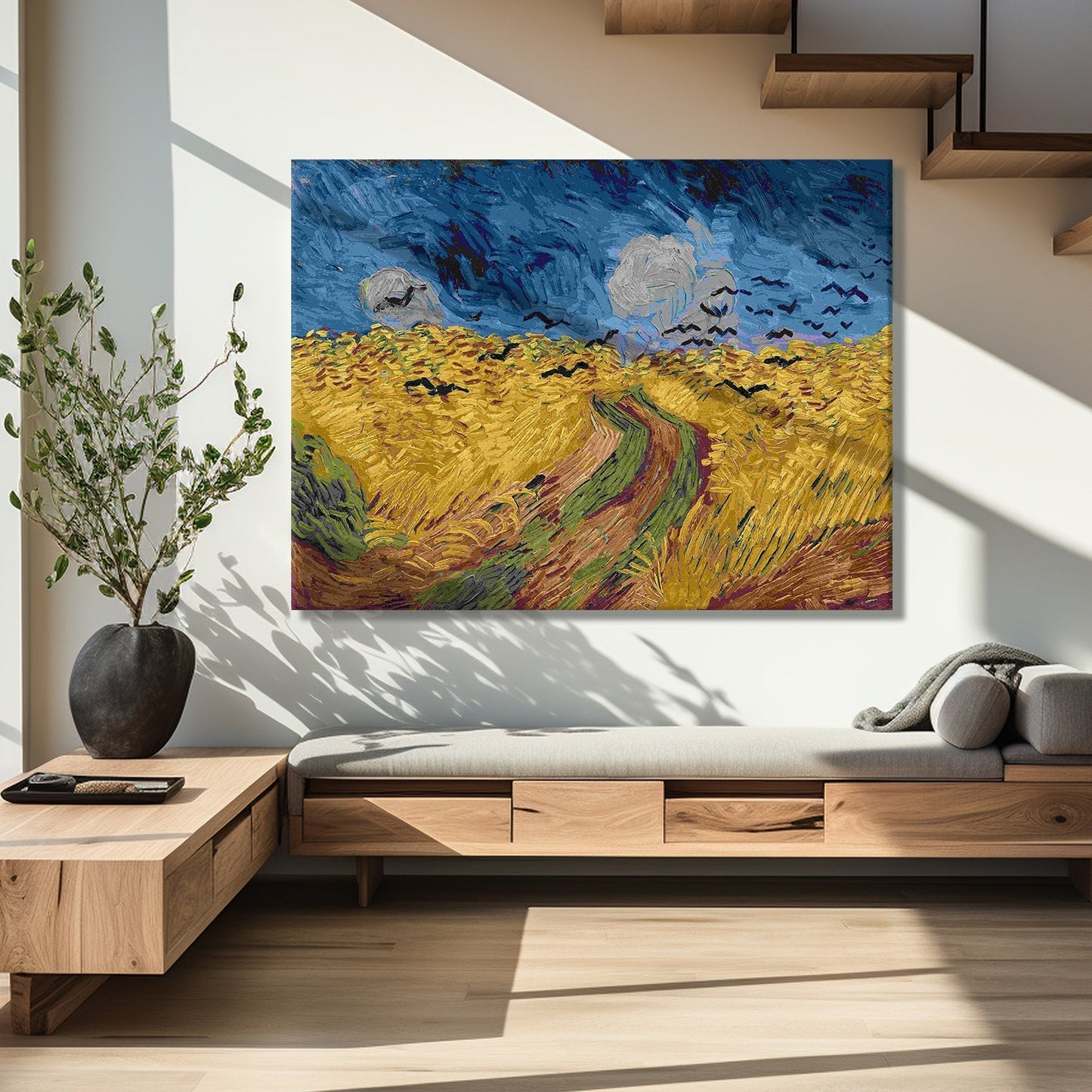 Wheat Field With Crows Canvas Print of Vincent Van Gogh Wall Art Paintings Reproduction Field Pictures Artwork for Home Decor (VAWA05).